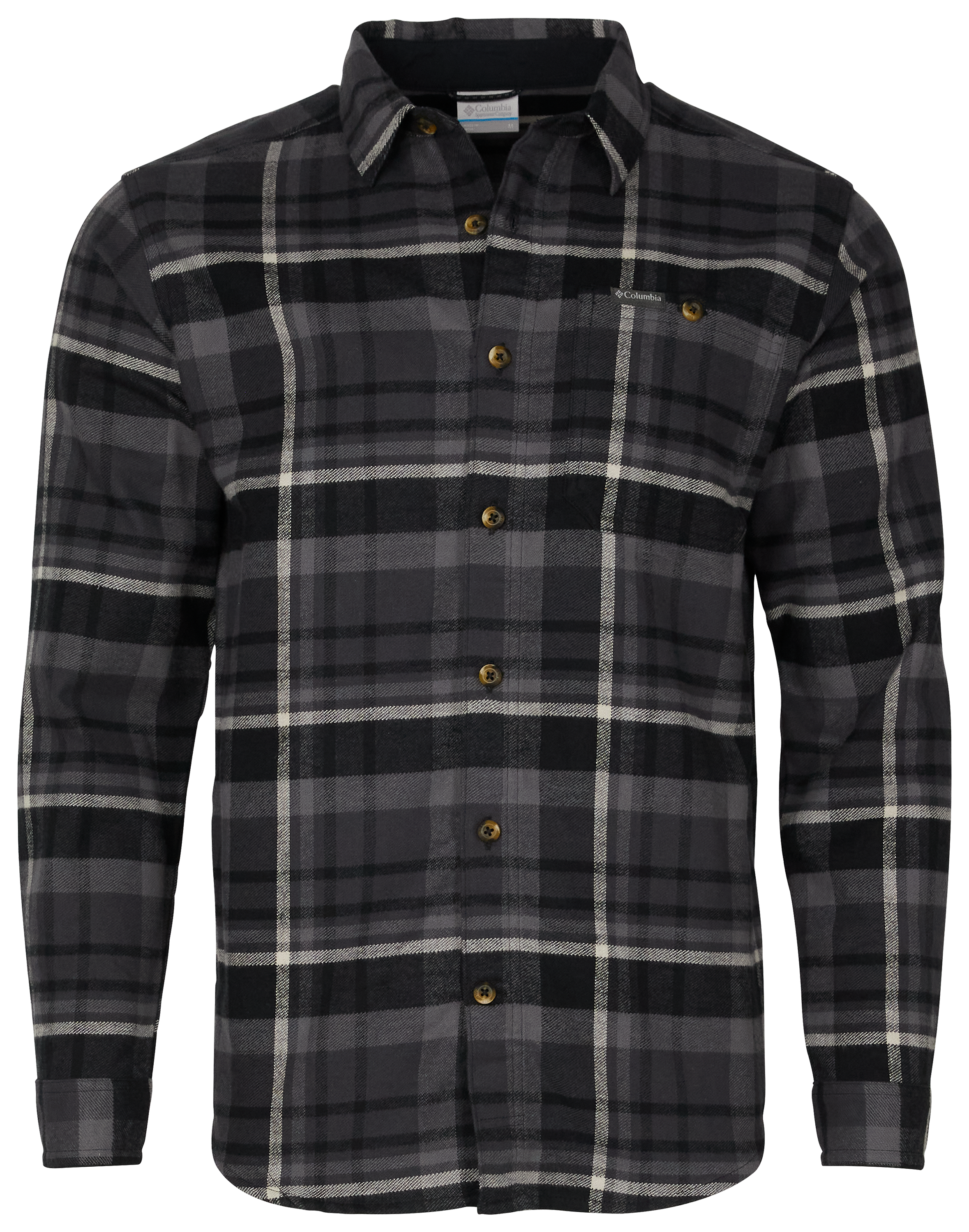 Image of Columbia Pitchstone II Heavyweight Flannel Long-Sleeve Shirt - Black Multi Plaid