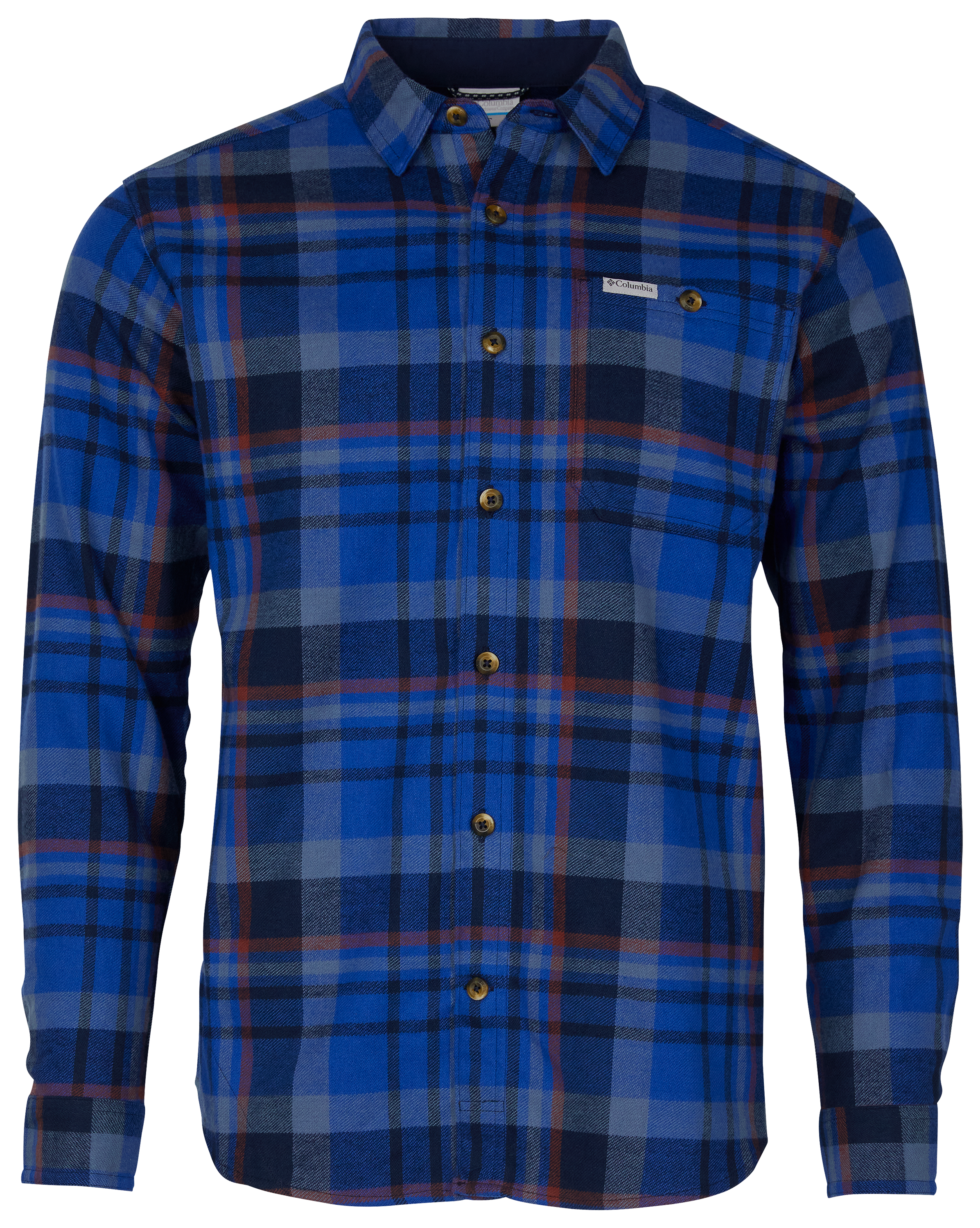 Image of Columbia Pitchstone II Heavyweight Flannel Long-Sleeve Shirt - Collegiate Navy Multi Plaid - S