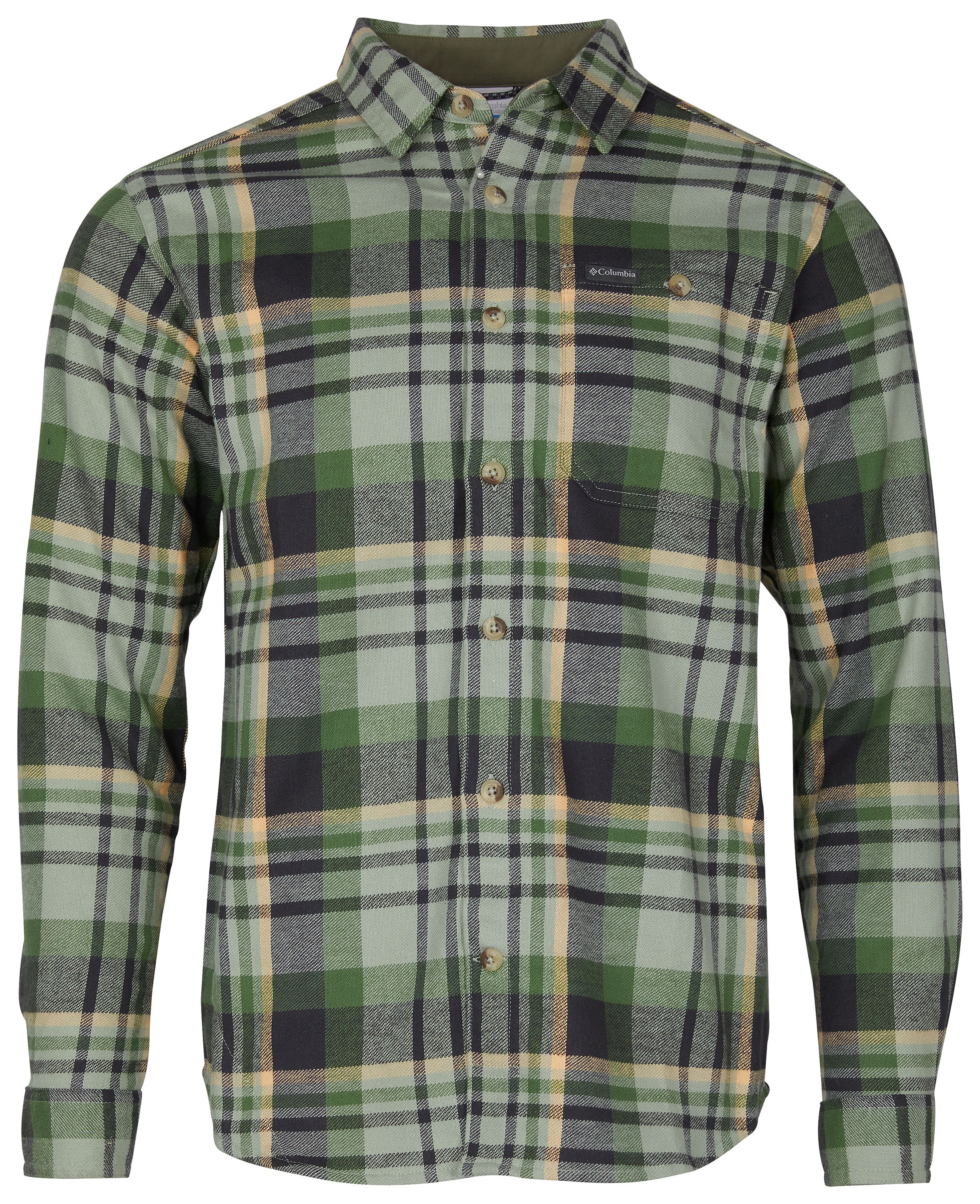 Image of Columbia Pitchstone II Heavyweight Flannel Long-Sleeve Shirt - Safari Multi Plaid - S