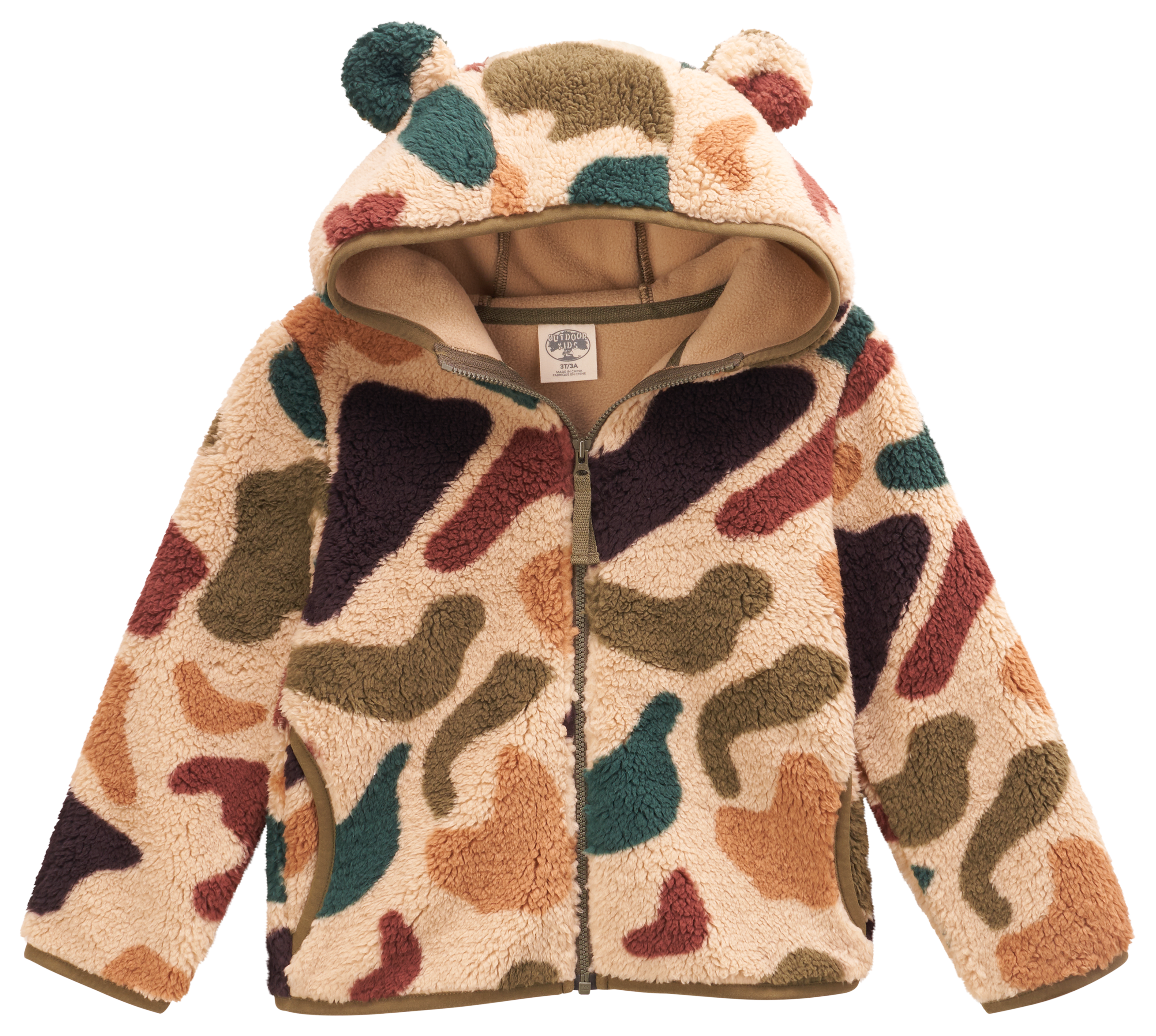 Image of Outdoor Kids Cozy Fleece Jacket for Toddlers - Natural Camo - 2T