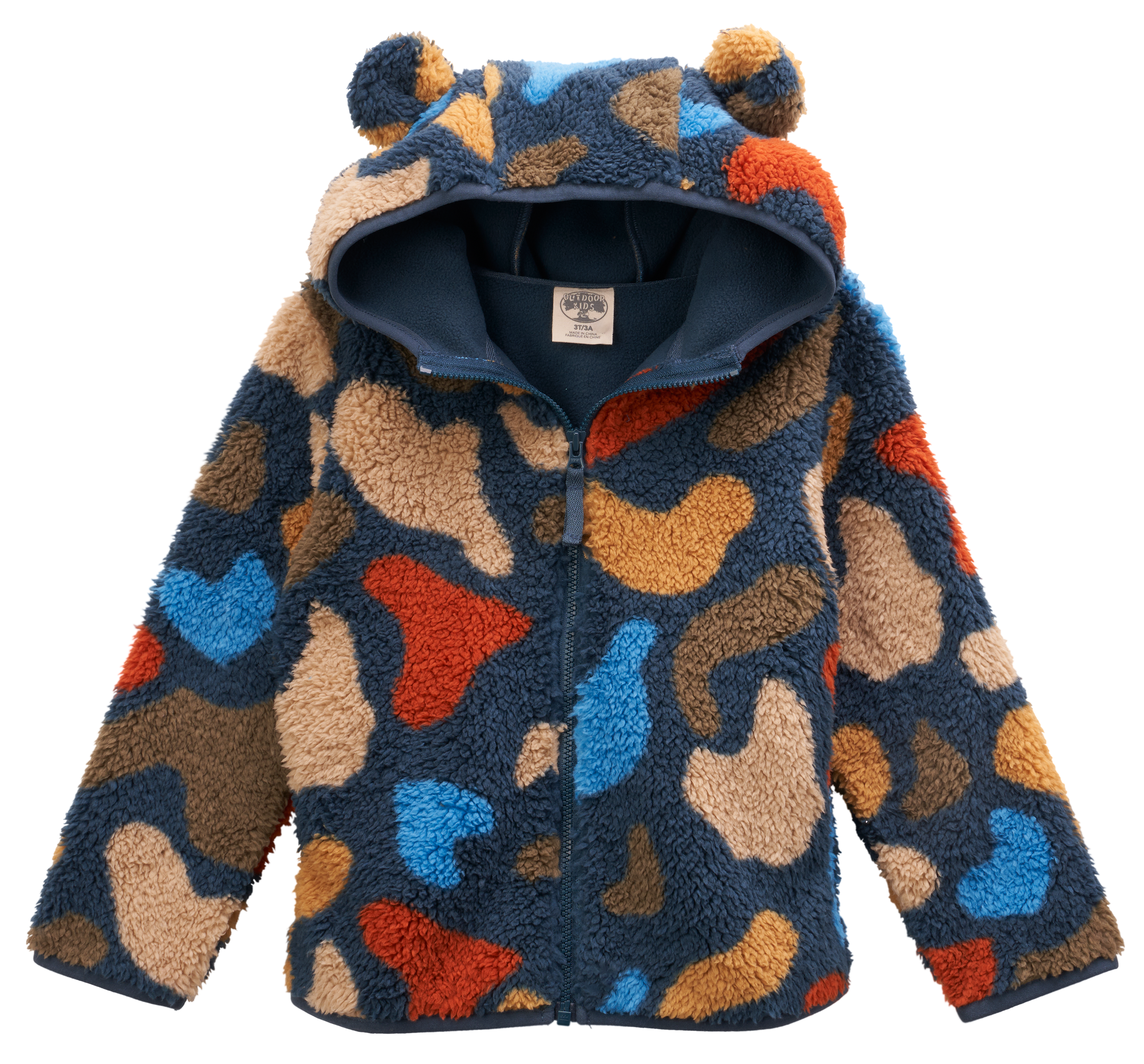 Image of Outdoor Kids Cozy Fleece Jacket for Toddlers - Blue Camo - 2T