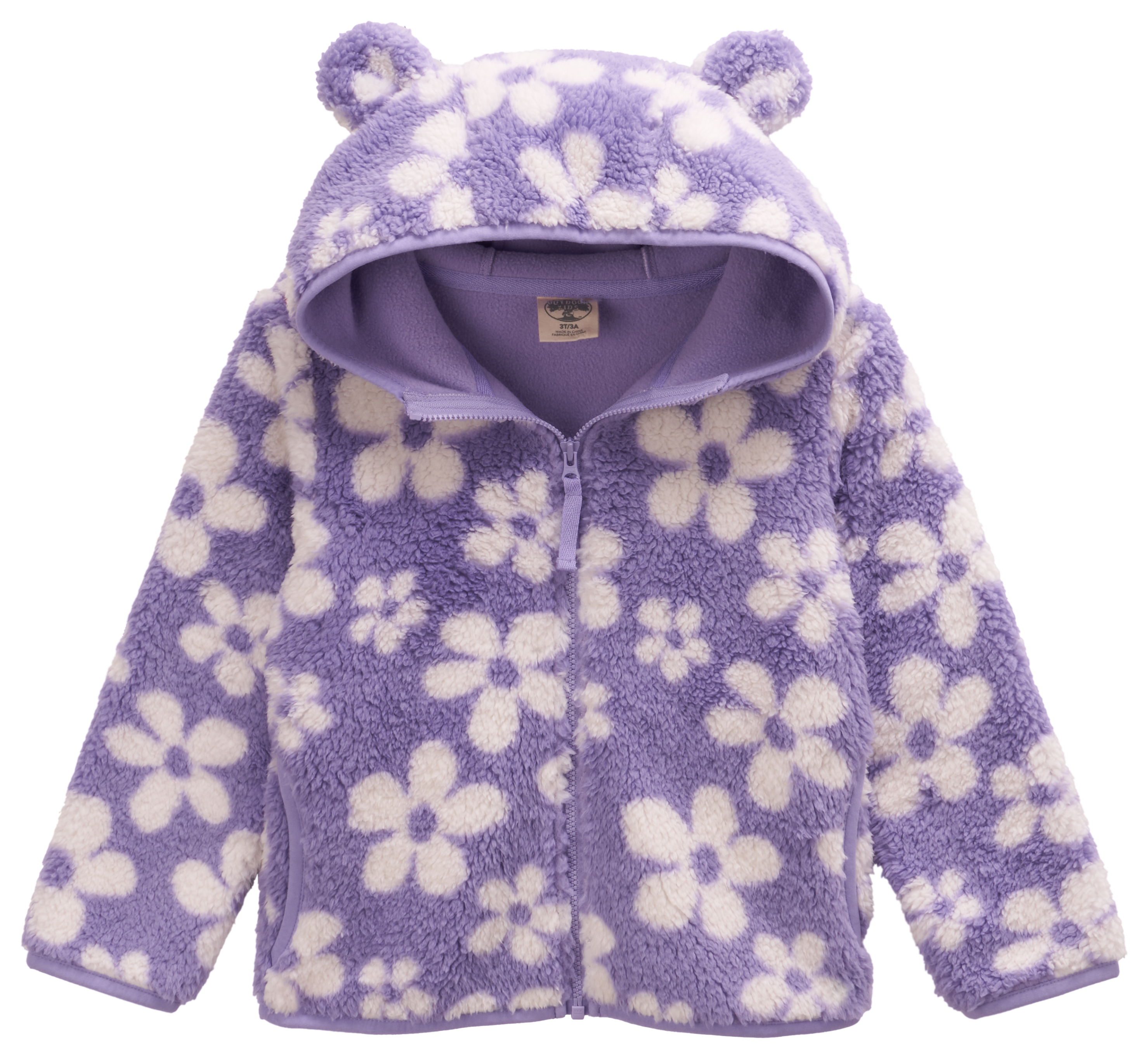 Image of Outdoor Kids Cozy Fleece Jacket for Toddlers - Violet Flower - 2T