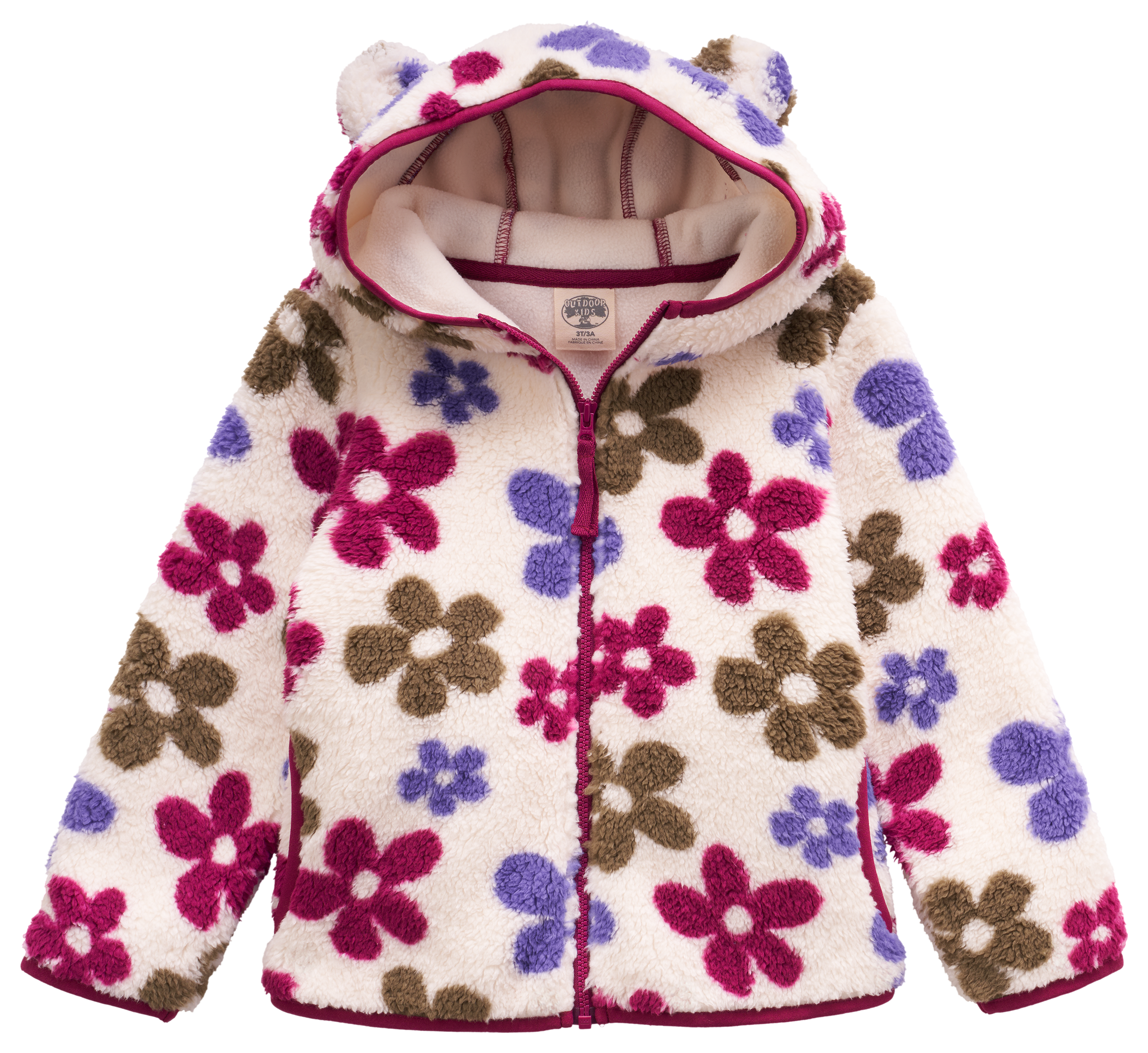 Image of Outdoor Kids Cozy Fleece Jacket for Toddlers - Floral Patch - 2T