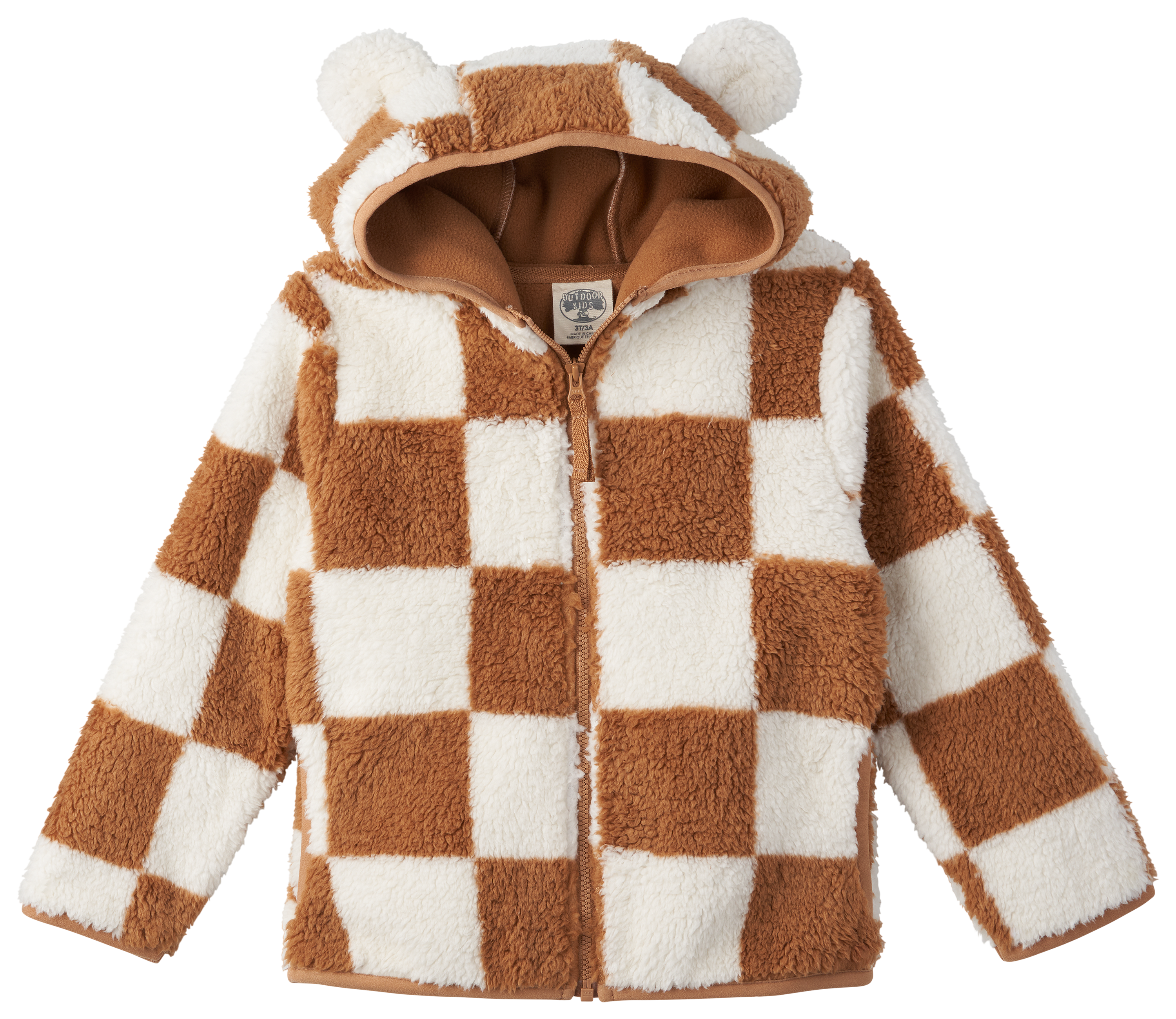 Image of Outdoor Kids Cozy Fleece Jacket for Toddlers - Chipmunk Check - 2T