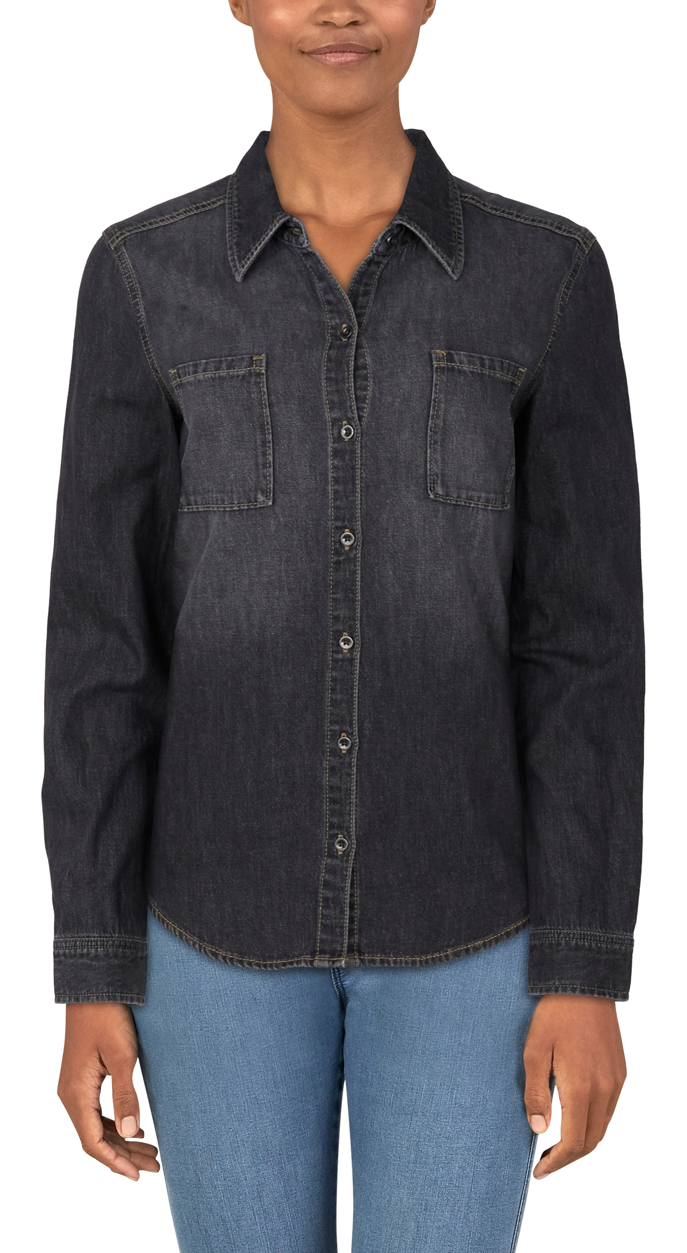 NATURAL REFLECTIONS Denim Button-Down Long-Sleeve Shirt