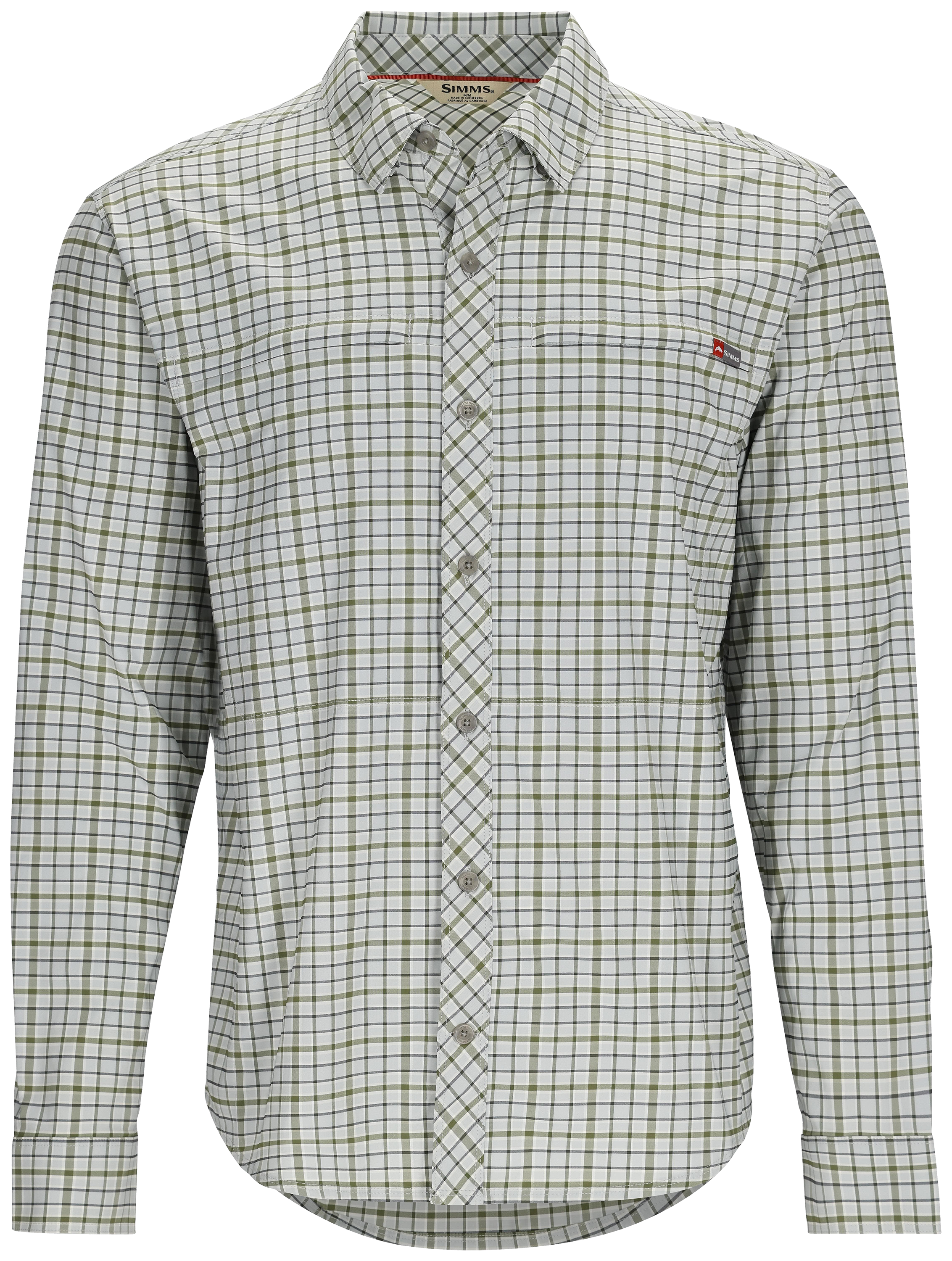 Image of Simms Stone Cold Long-Sleeve Button-Down Shirt for Men - Sterling Plaid - M