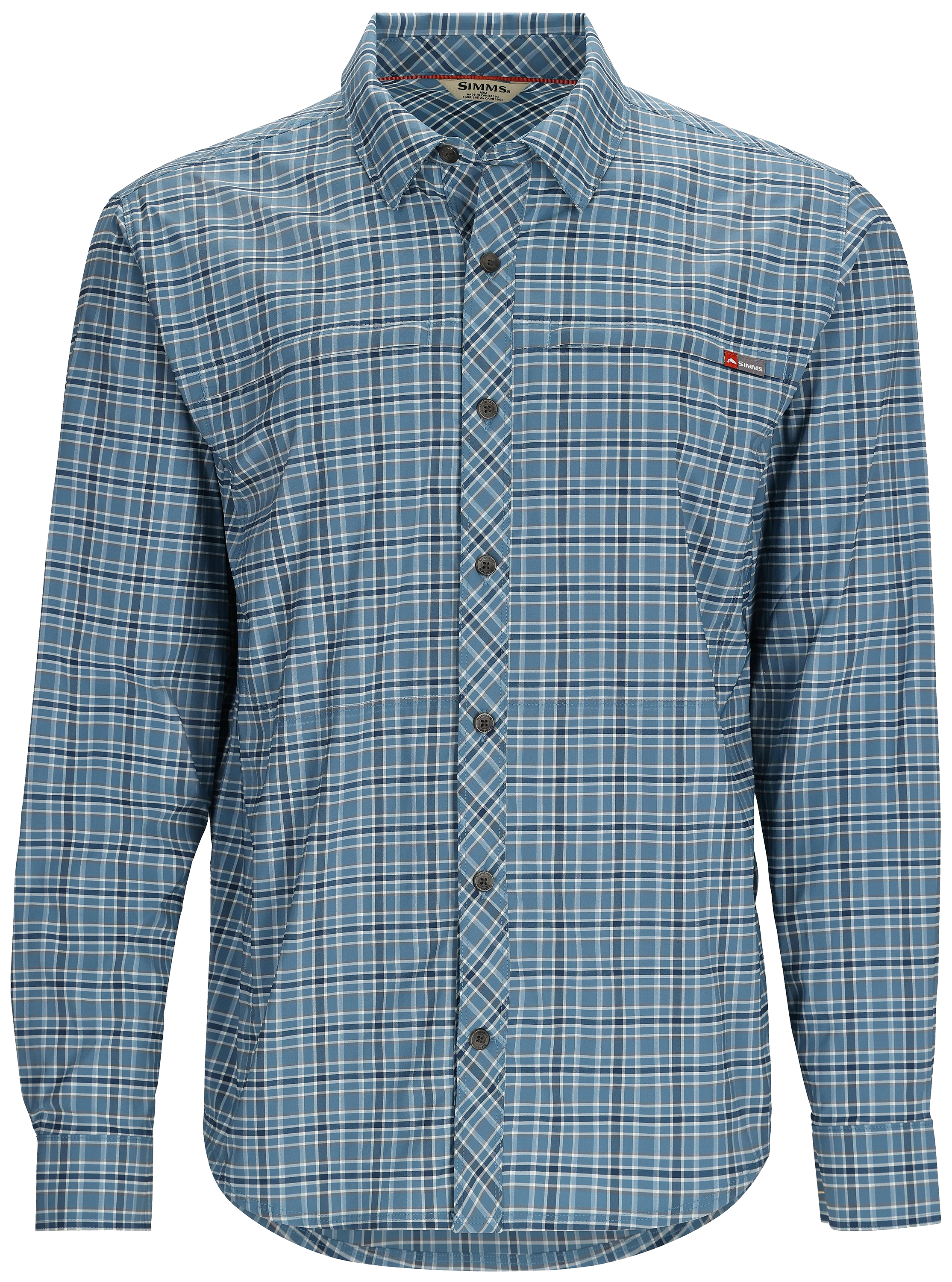 Image of Simms Stone Cold Long-Sleeve Button-Down Shirt for Men - Midnight Plaid - L