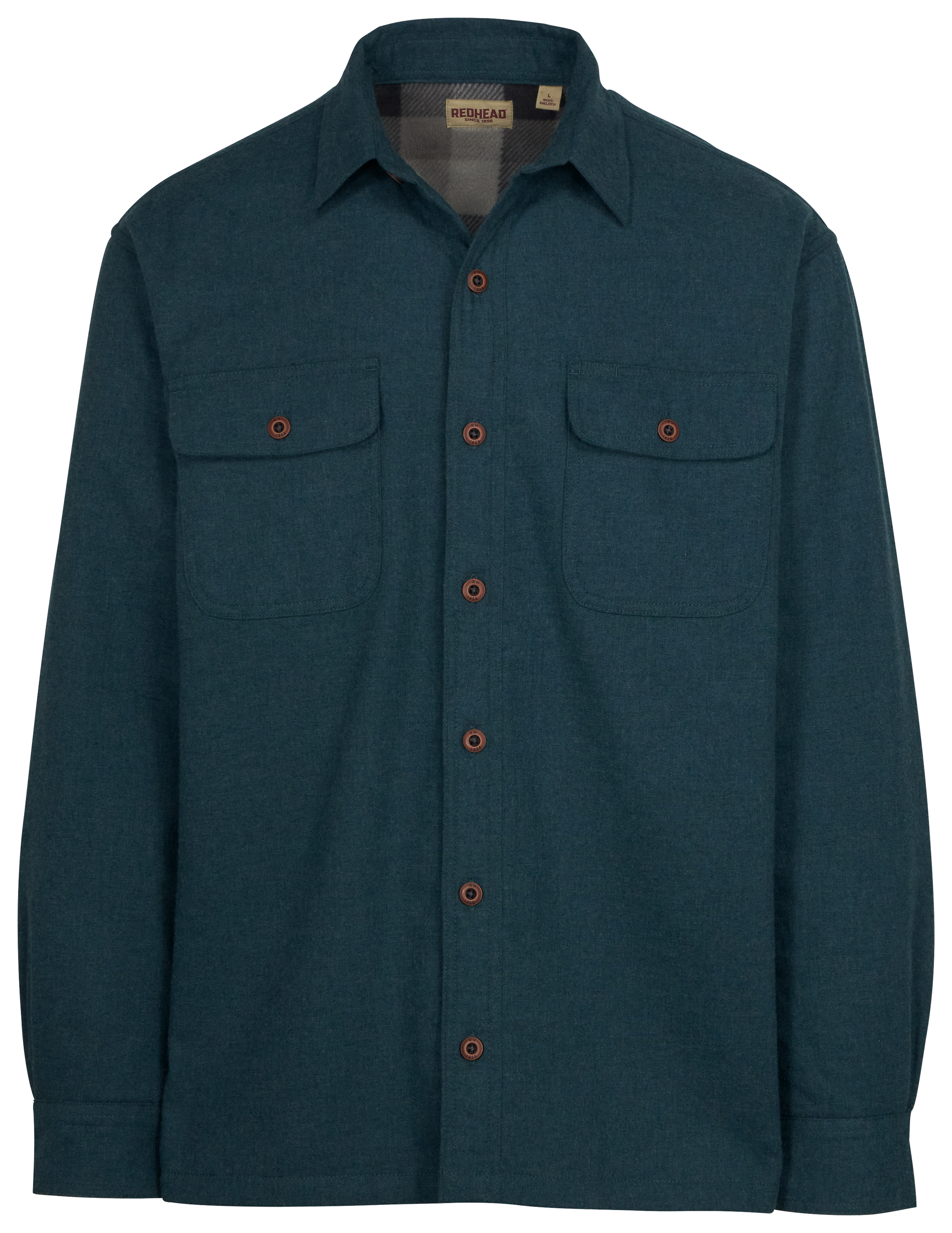 Image of RedHead Fleece-Lined Flannel Plaid Long-Sleeve Shirt for Men - Deep Sea - M