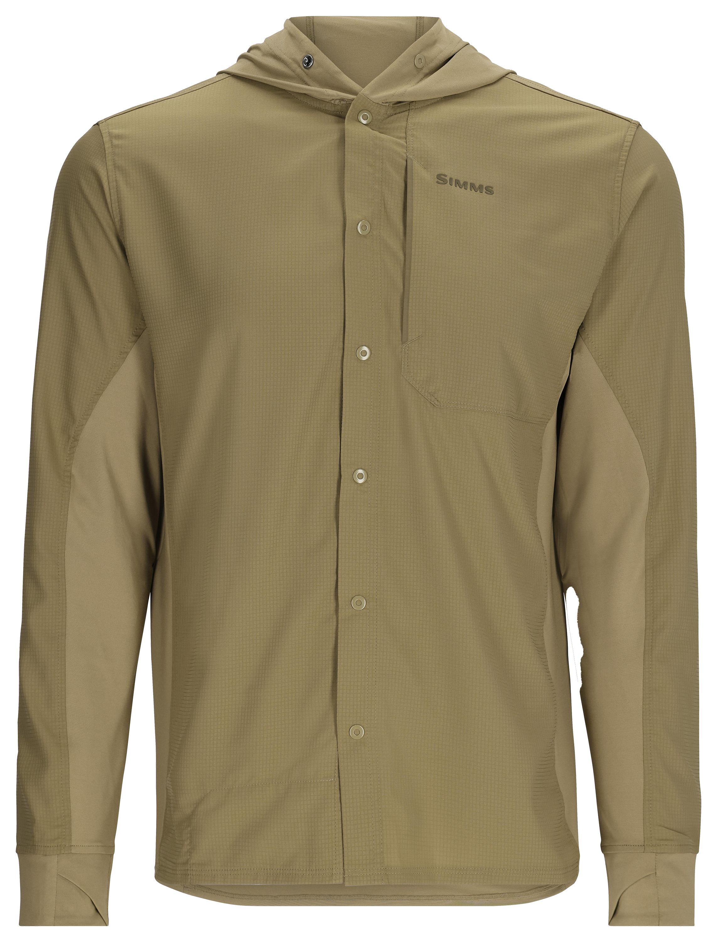 Image of Simms Intruder Fishing Snap-Down Hoodie for Men - Bay Leaf - S