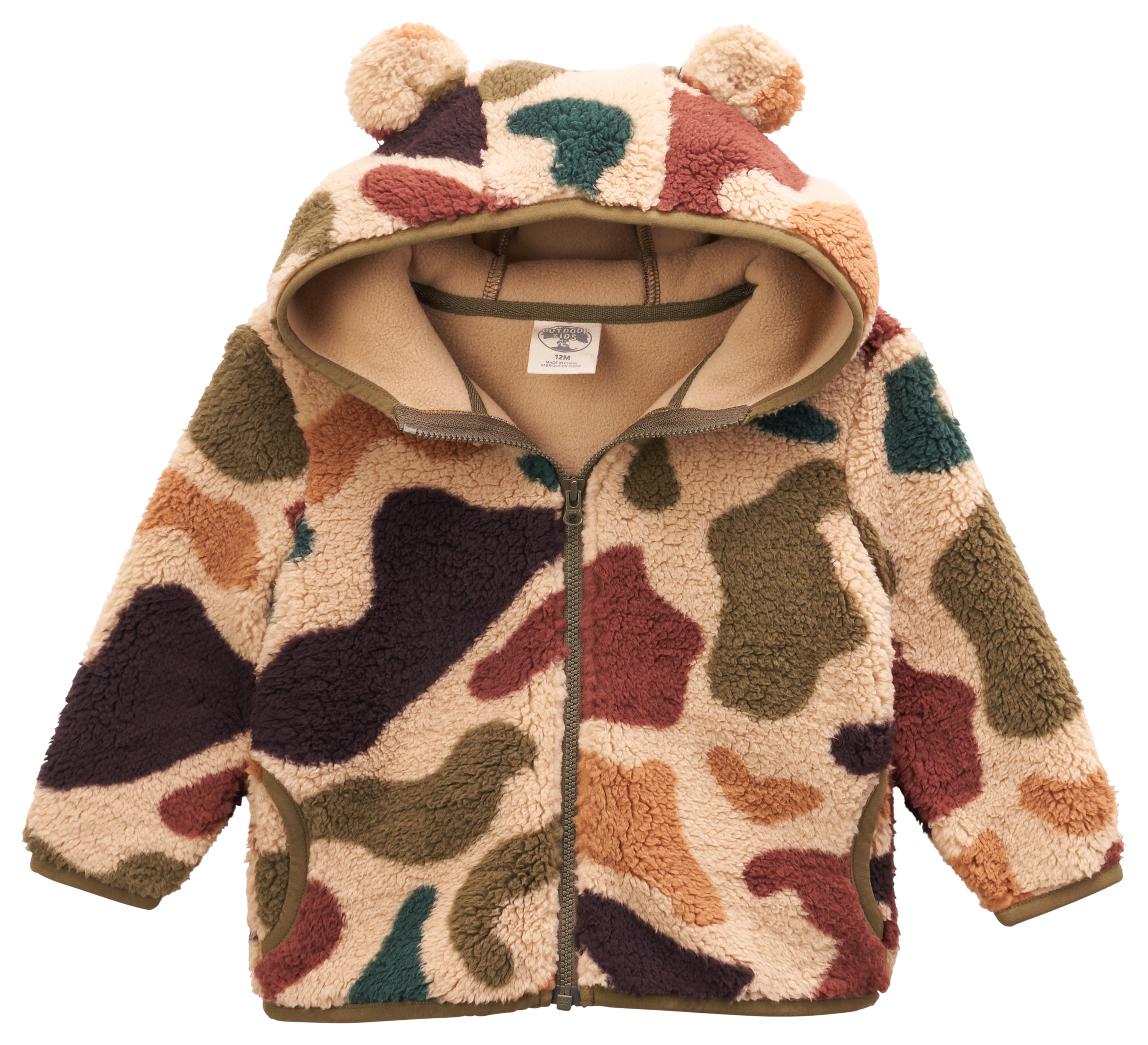 Image of Outdoor Kids Cozy Fleece Jacket for Babies - Natural Camo - 0-3 Months