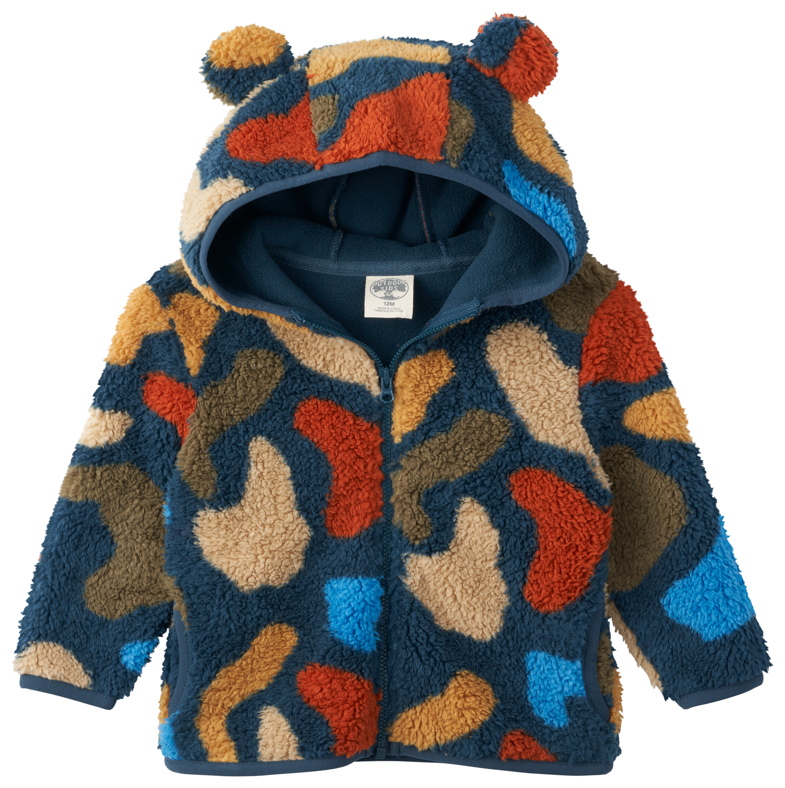 Image of Outdoor Kids Cozy Fleece Jacket for Babies - Blue Camo - 0-3 Months