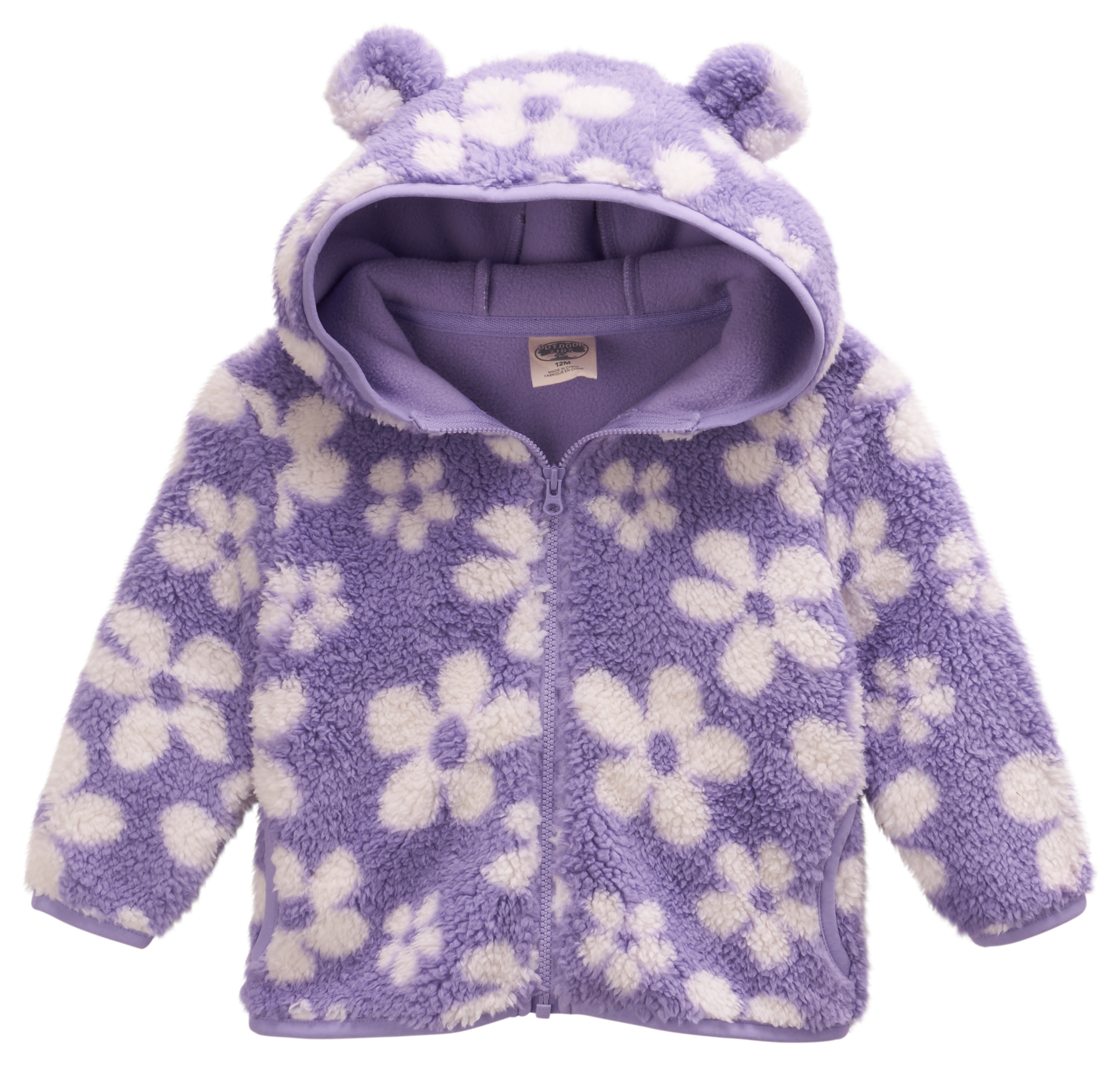 Image of Outdoor Kids Cozy Fleece Jacket for Babies - Violet Flower - 0-3 Months