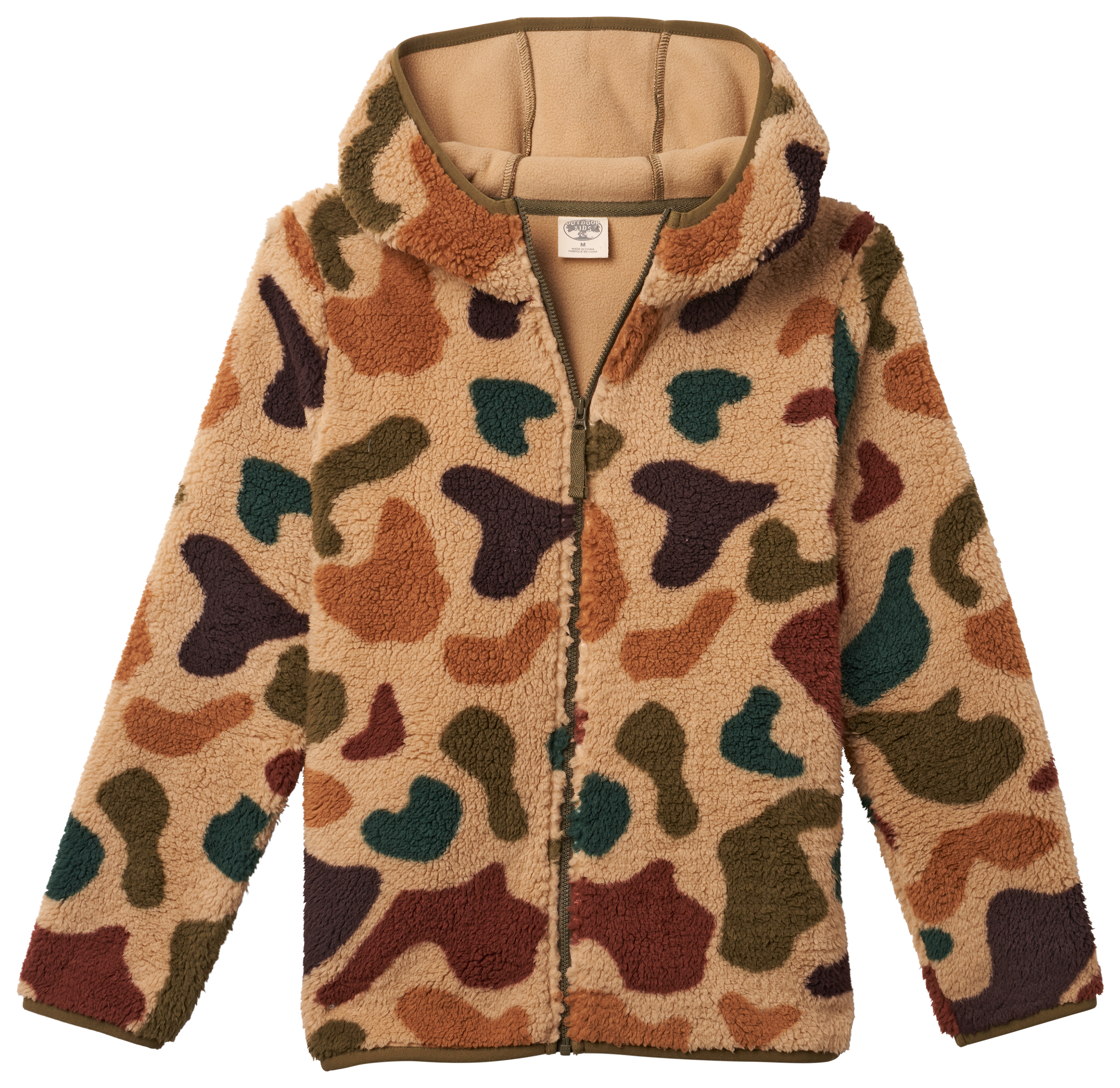 Image of Outdoor Kids Cozy Fleece Jacket for Kids - Natural Camo - XS