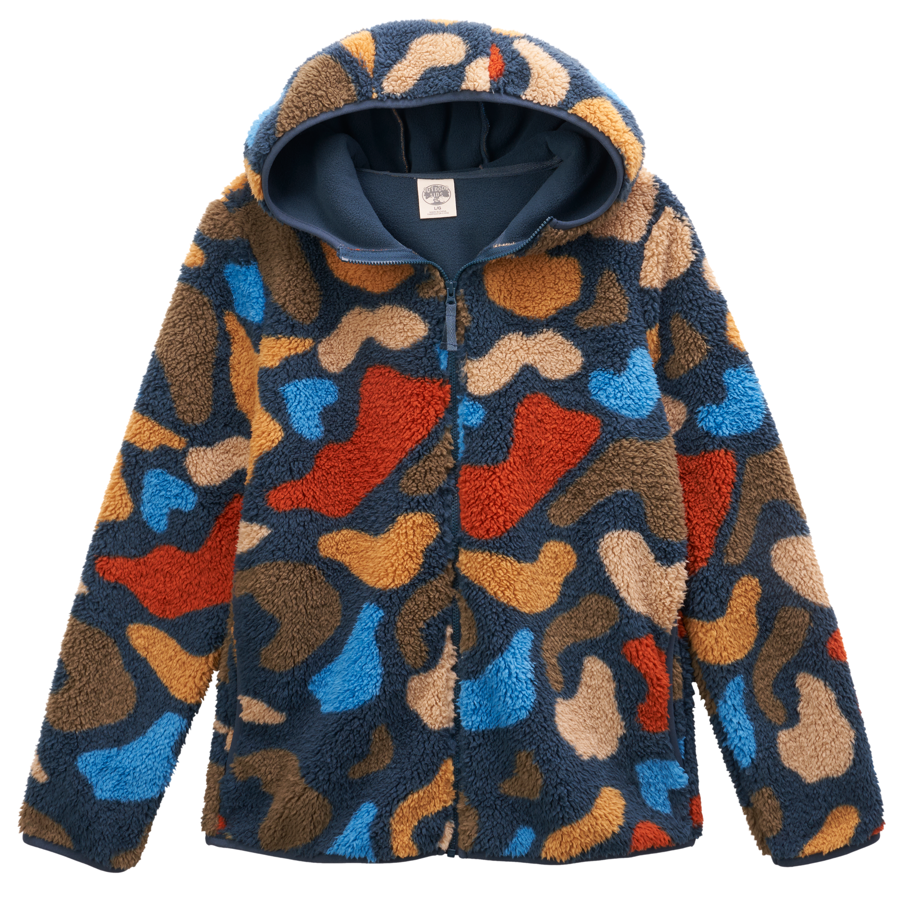 Image of Outdoor Kids Cozy Fleece Jacket for Kids - Blue Camo - XS