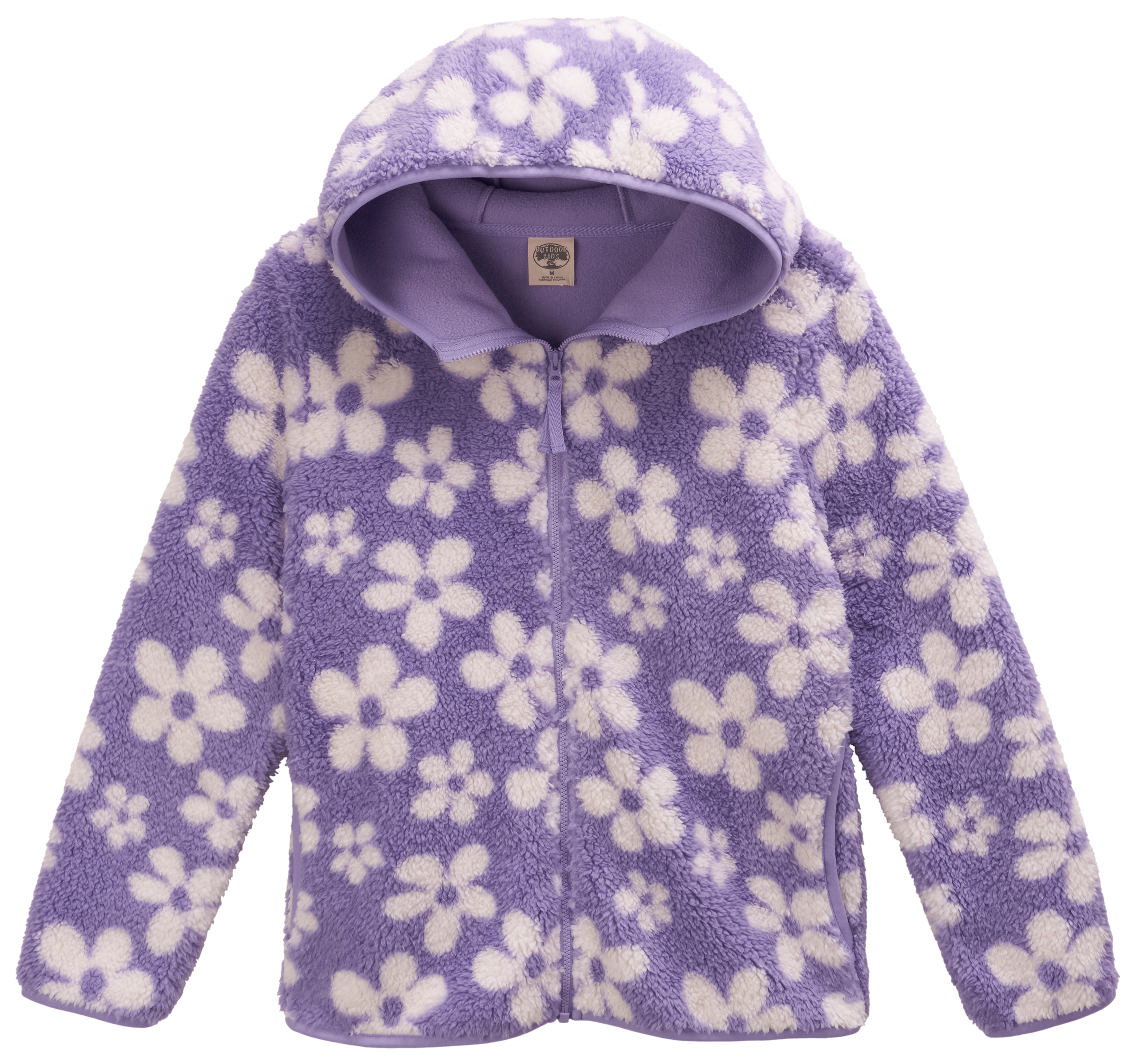 Image of Outdoor Kids Cozy Fleece Jacket for Kids - Violet Flower - XS