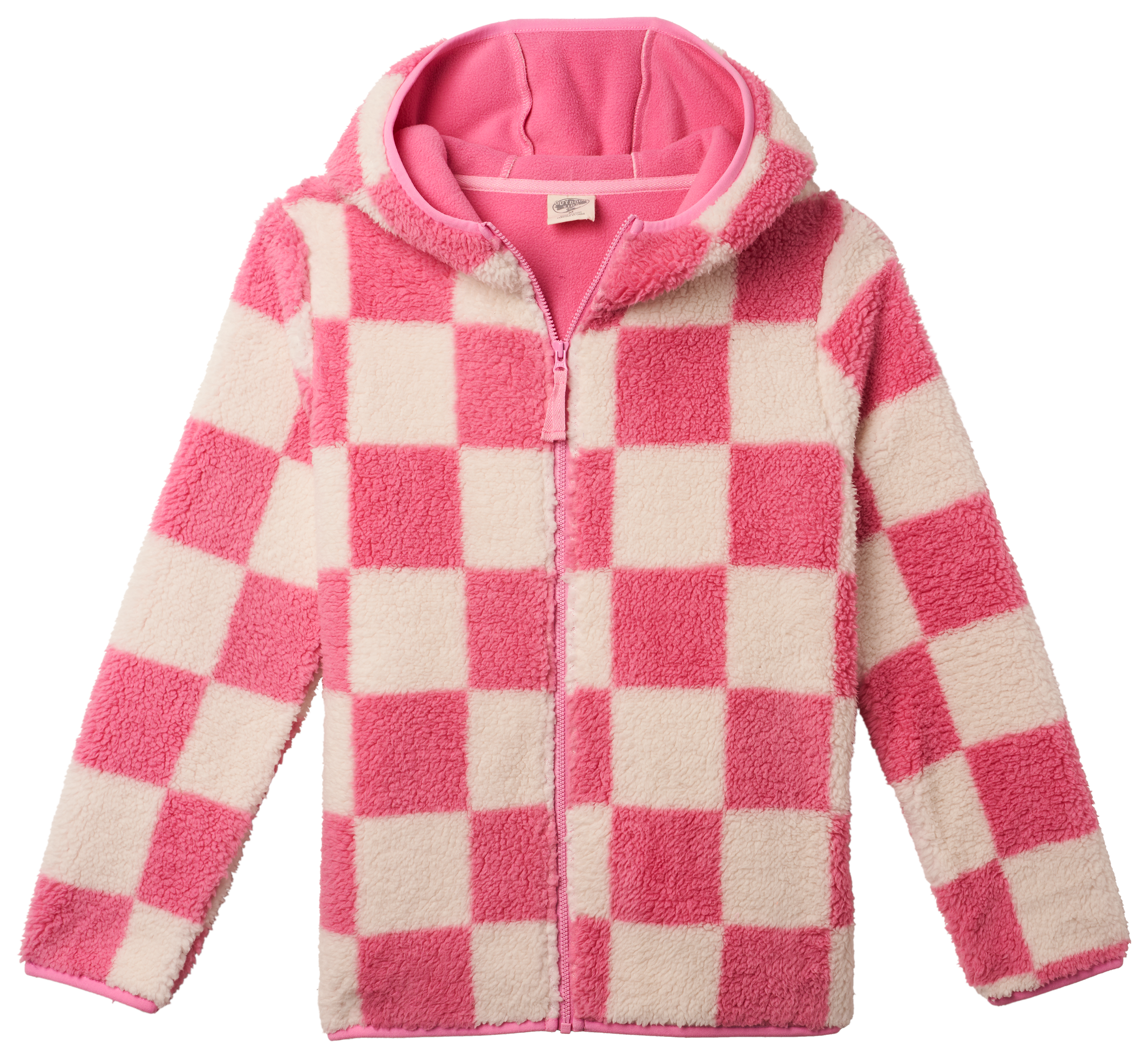 Image of Outdoor Kids Cozy Fleece Jacket for Kids - Pink Check -