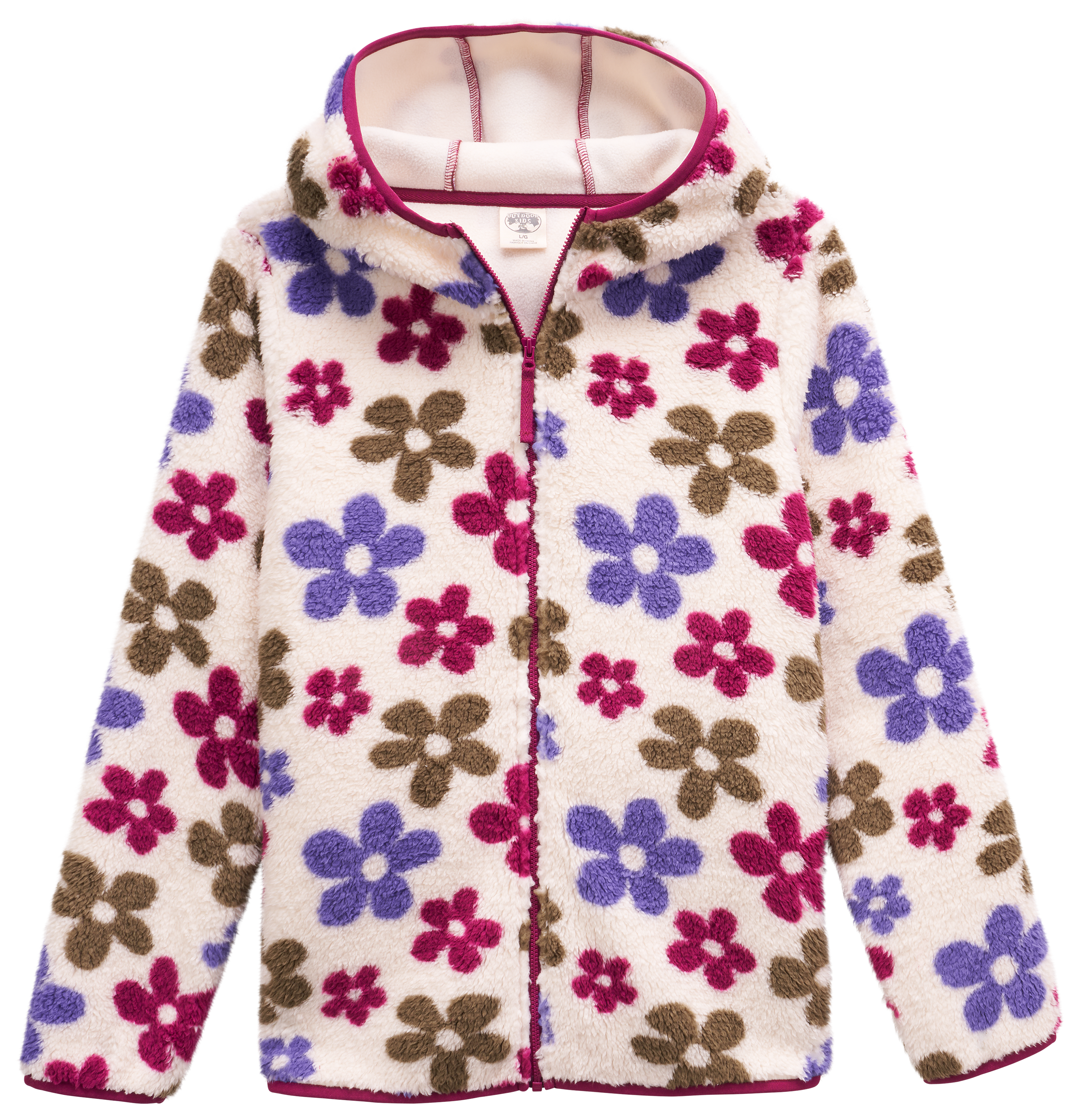 Image of Outdoor Kids Cozy Fleece Jacket for Kids - Floral Patch - XS