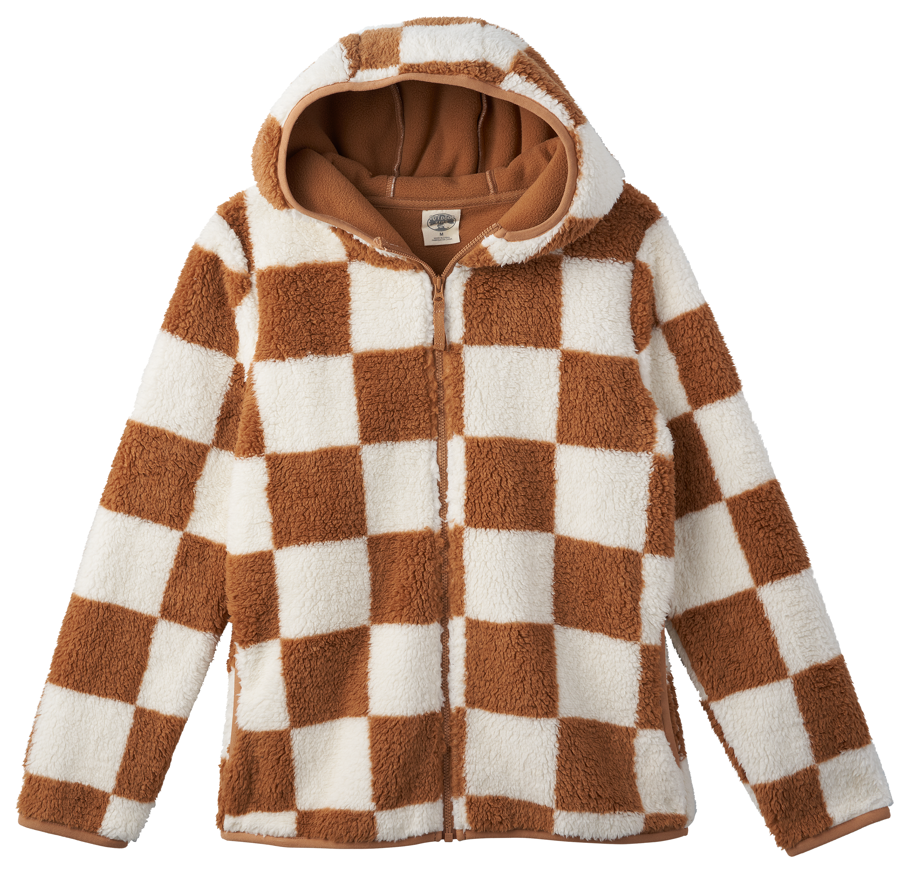 Image of Outdoor Kids Cozy Fleece Jacket for Kids - Chipmunk Check - XS