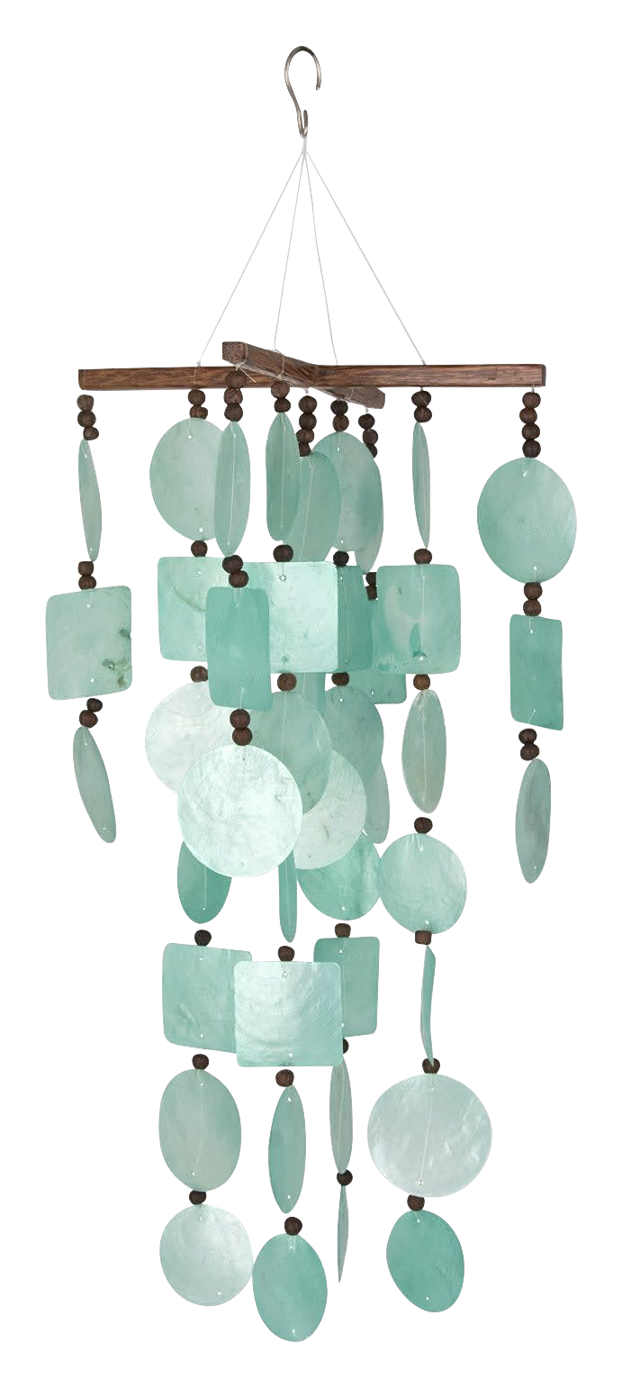 Image of Woodstock Chimes Aqua Capiz Wind Chime