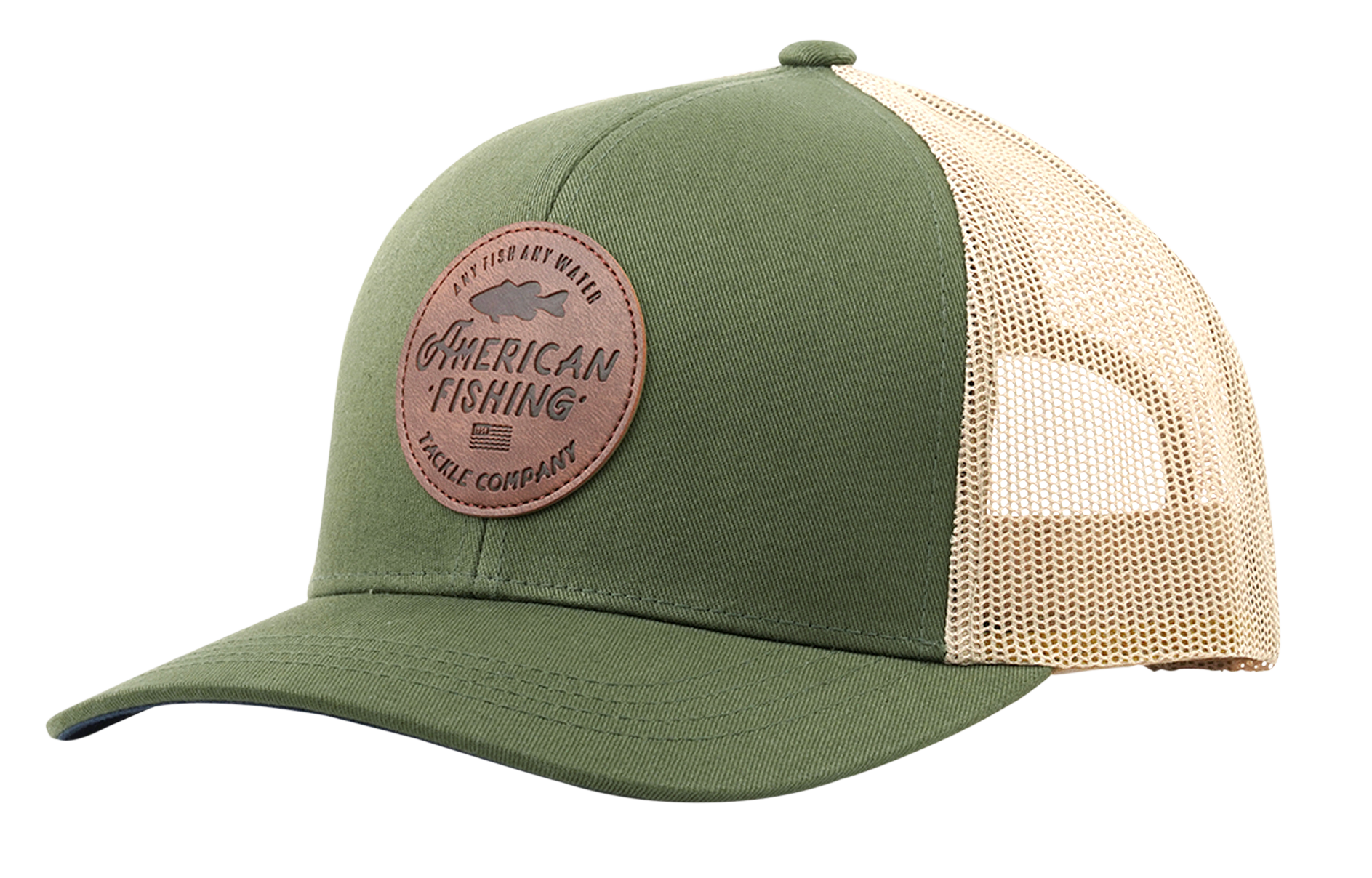 Image of AFTCO Lemonade Leather Trucker Cap - Olive