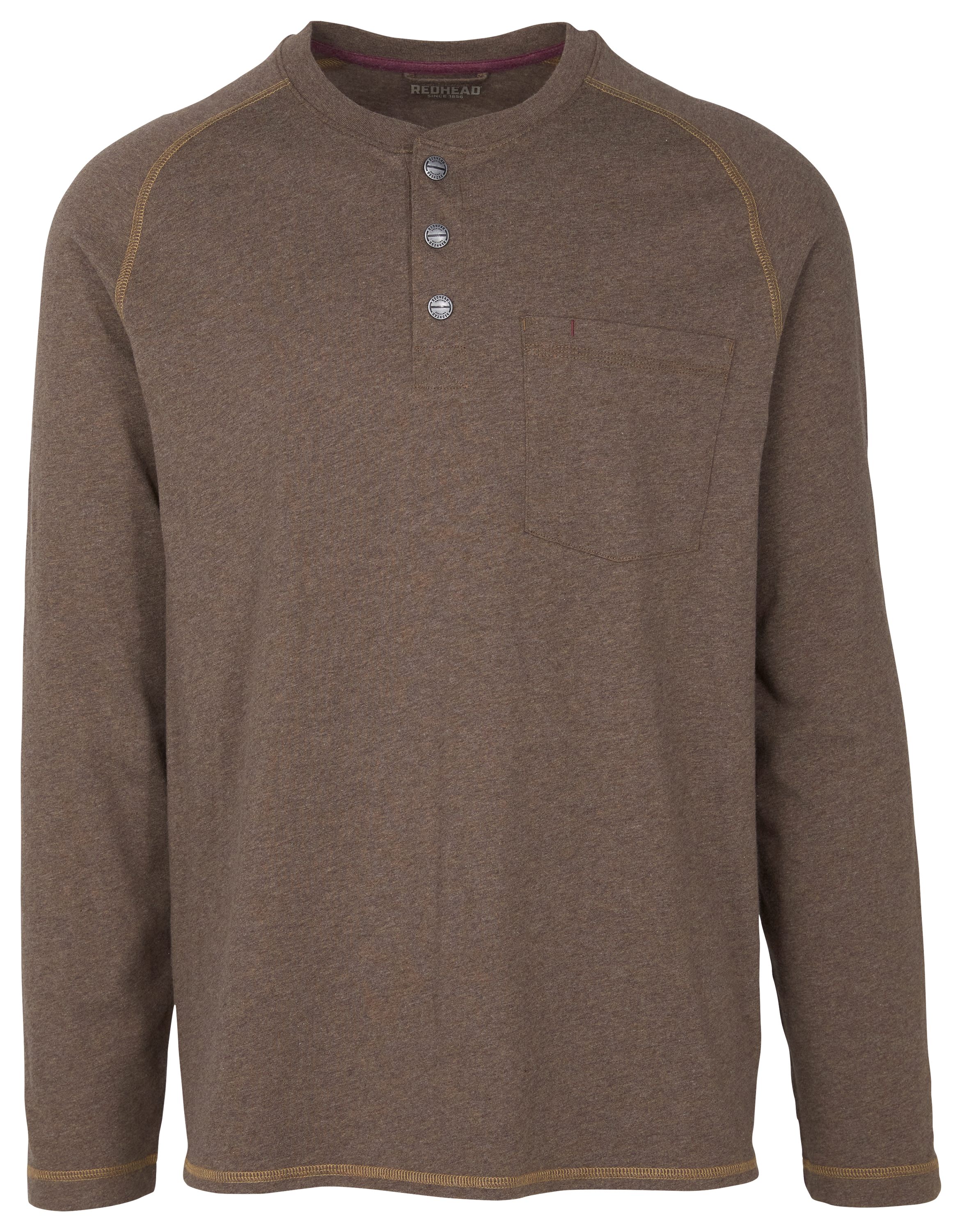 Image of RedHead Pro Series Pocket Long-Sleeve Work Henley for Men - Dark Earthen Heather - S