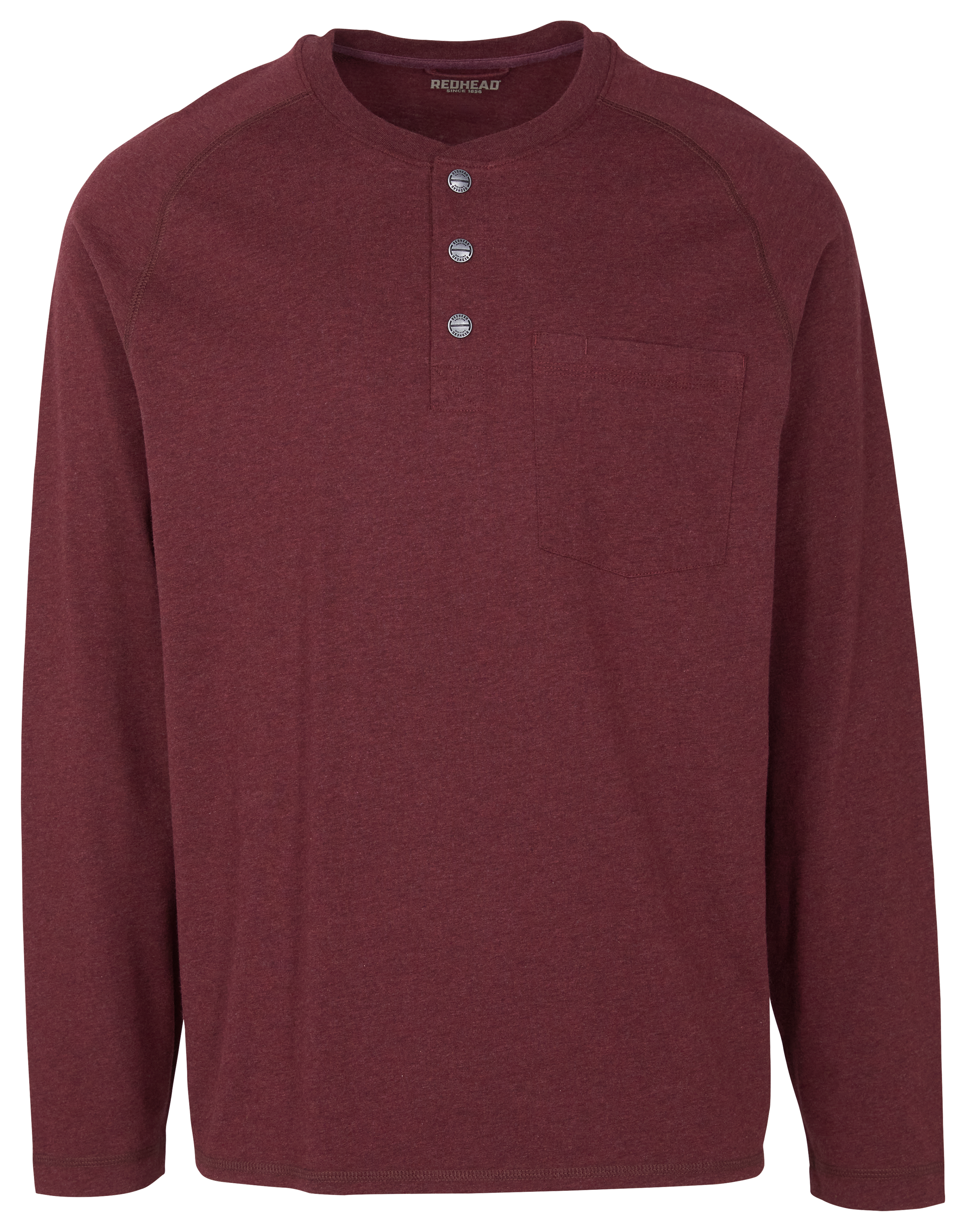 Image of RedHead Pro Series Pocket Long-Sleeve Work Henley for Men - Wine Heather - S