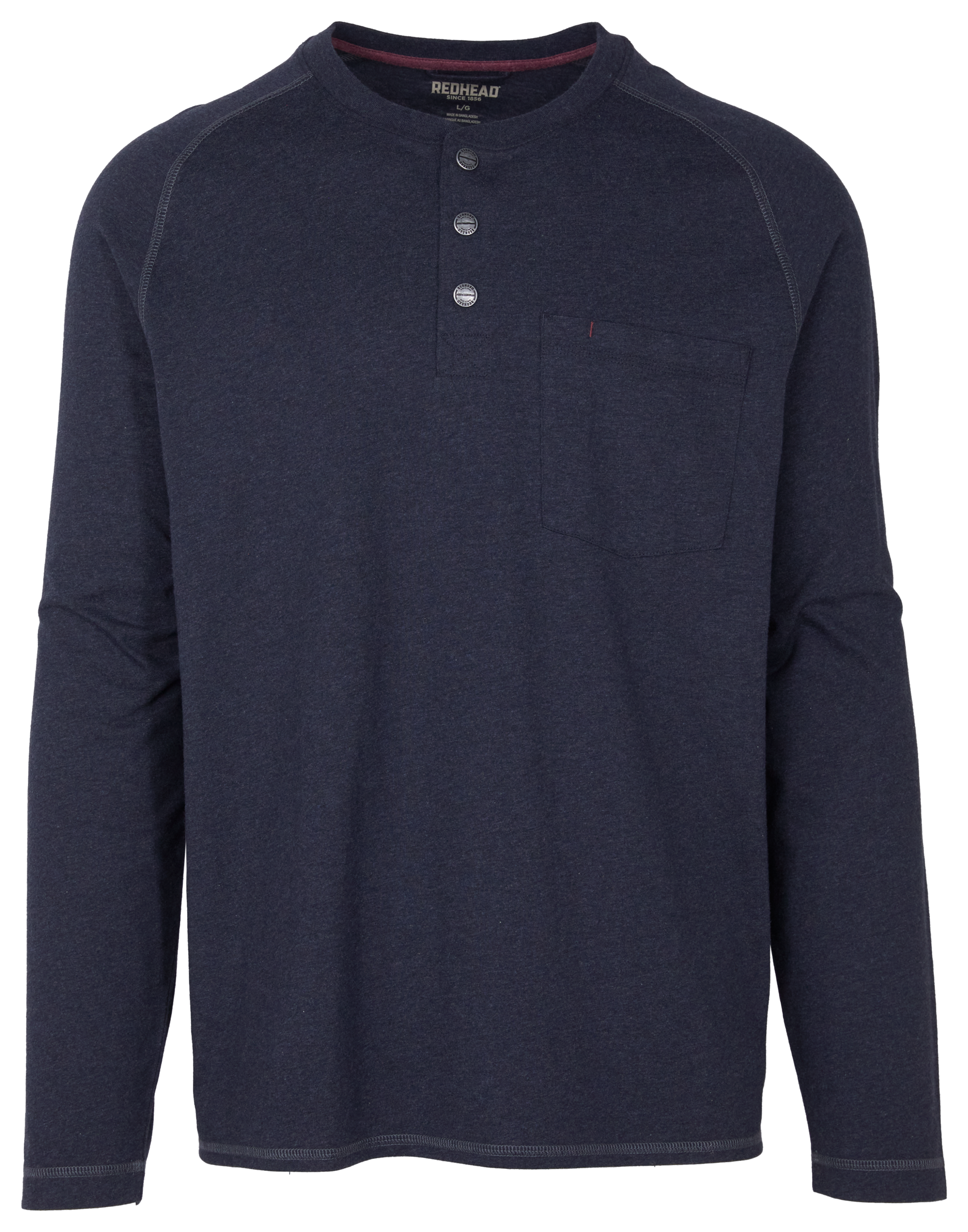 Image of RedHead Pro Series Pocket Long-Sleeve Work Henley for Men - Dark Navy Heather - S