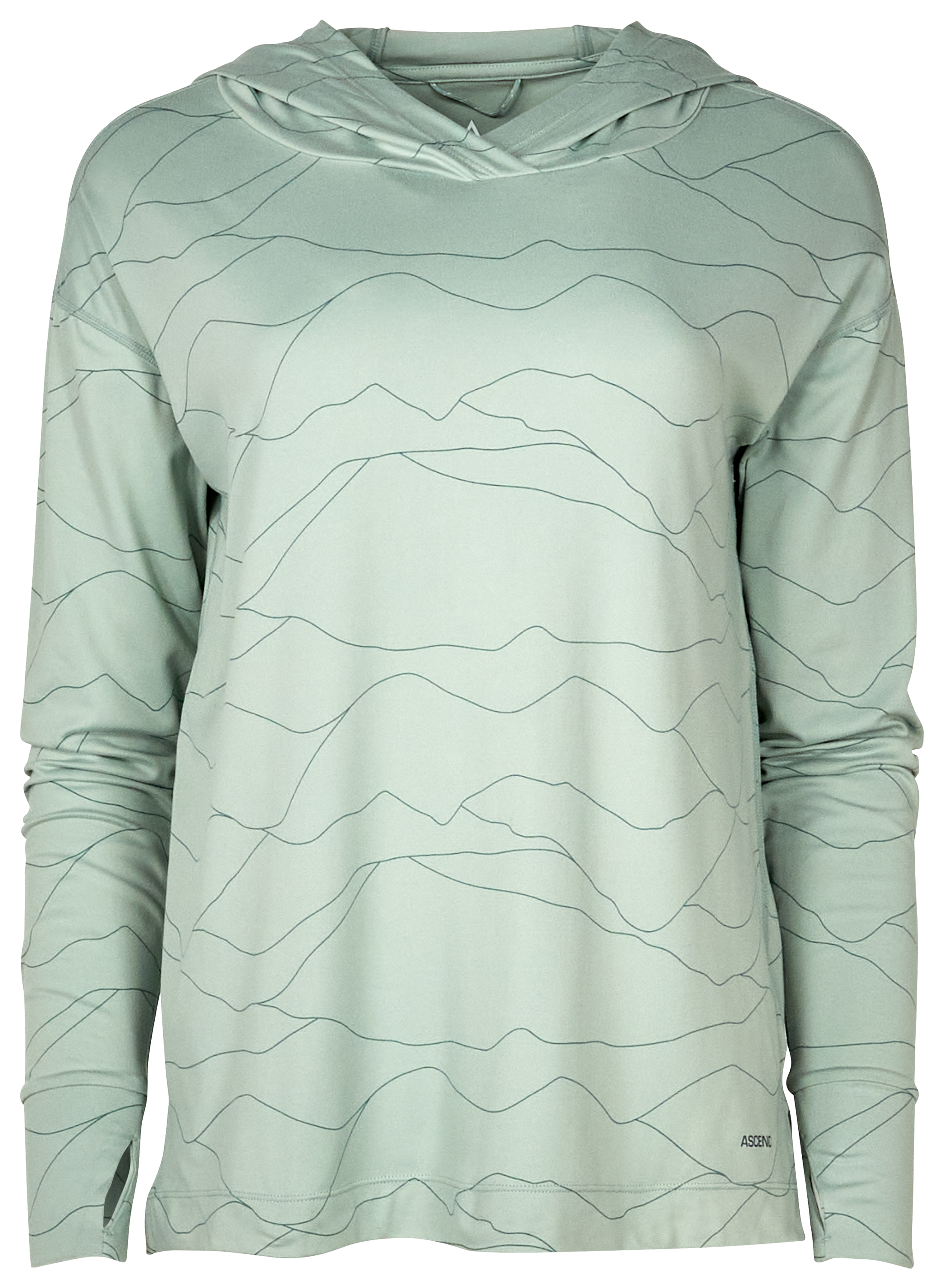 Image of Ascend Evolve Performance Long-Sleeve Hoodie for Ladies - Green Mountain Print - XS