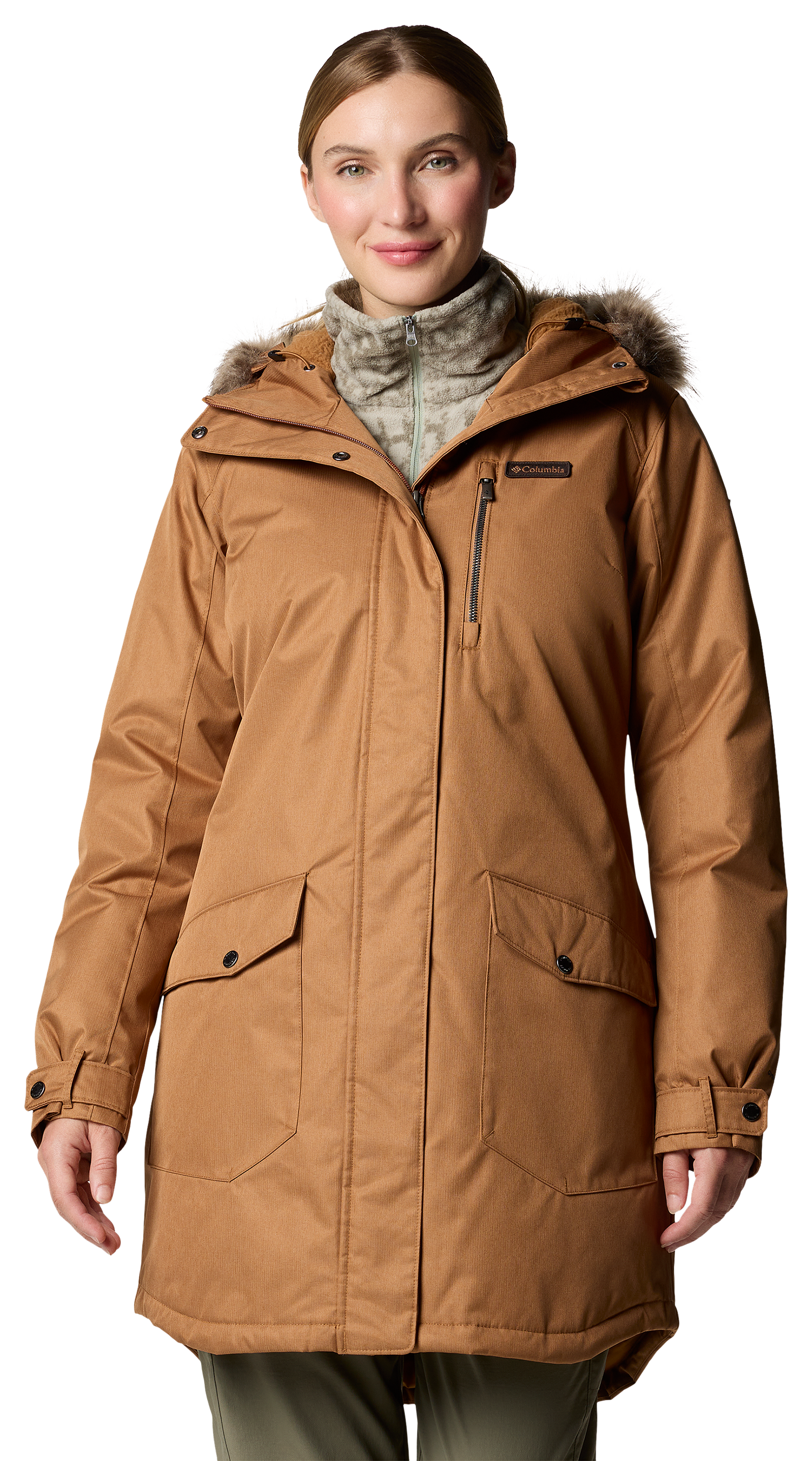 Image of Columbia Suttle Mountain Insulated Long Jacket for Ladies - Camel Brown - S