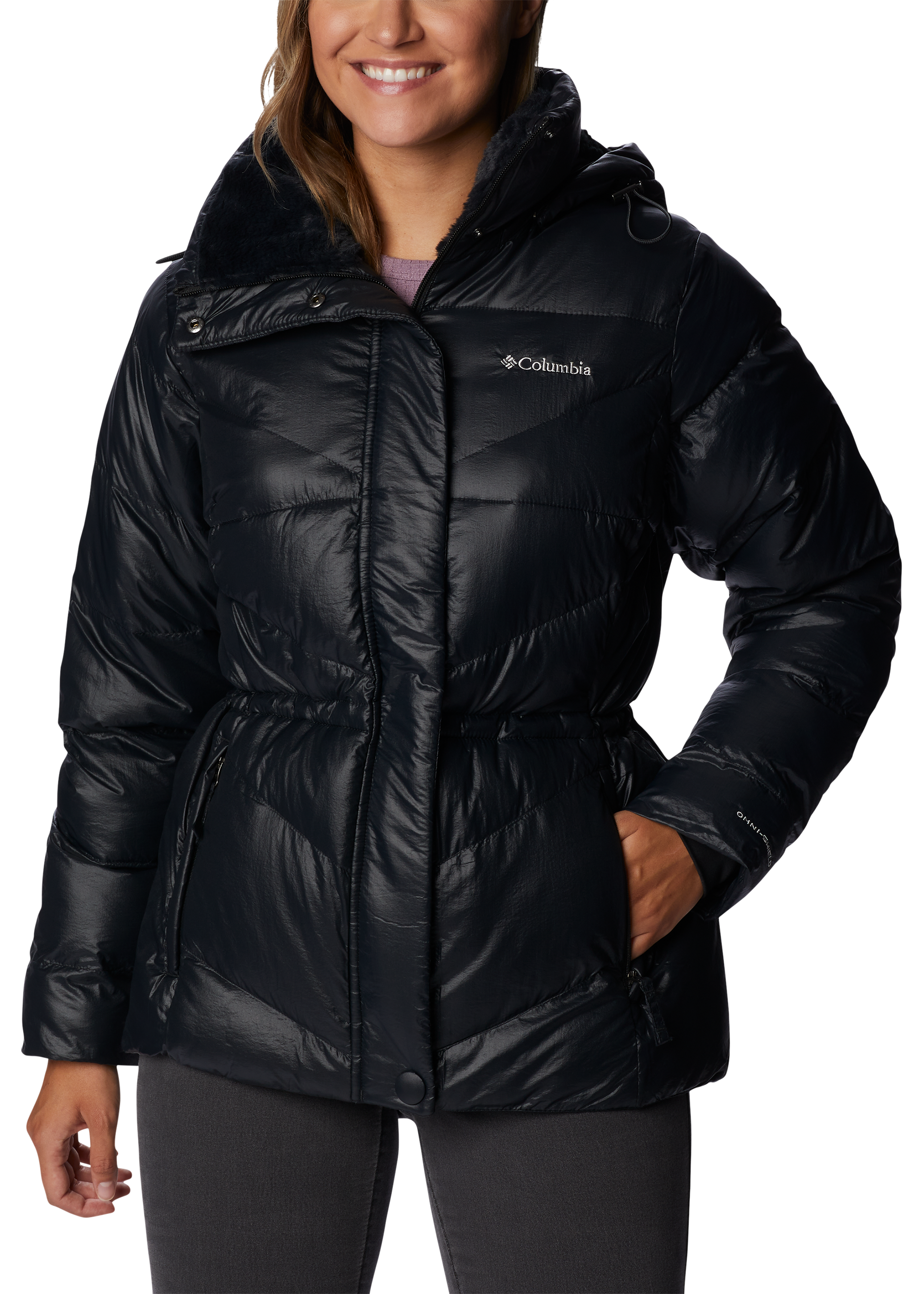 Image of Columbia Peak to Park III Insulated Hooded Jacket for Ladies - Black Gunmetal - S