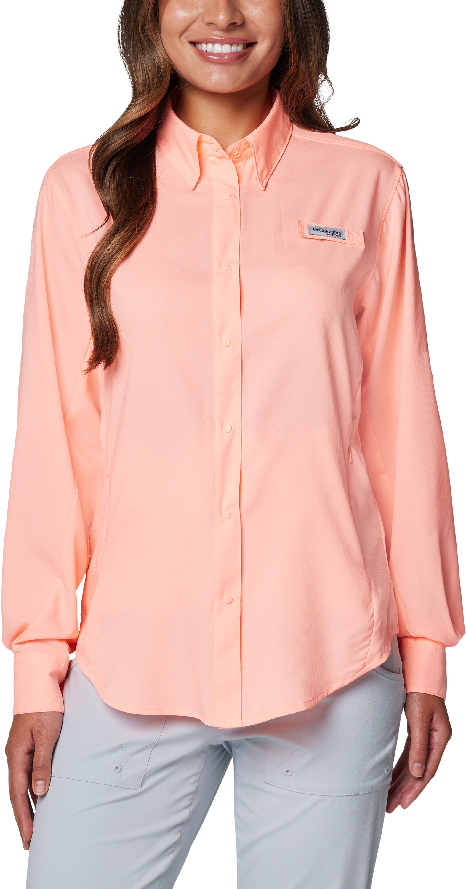 Image of Columbia PFG Tamiami II Long-Sleeve Button-Down Shirt - Tiki Pink