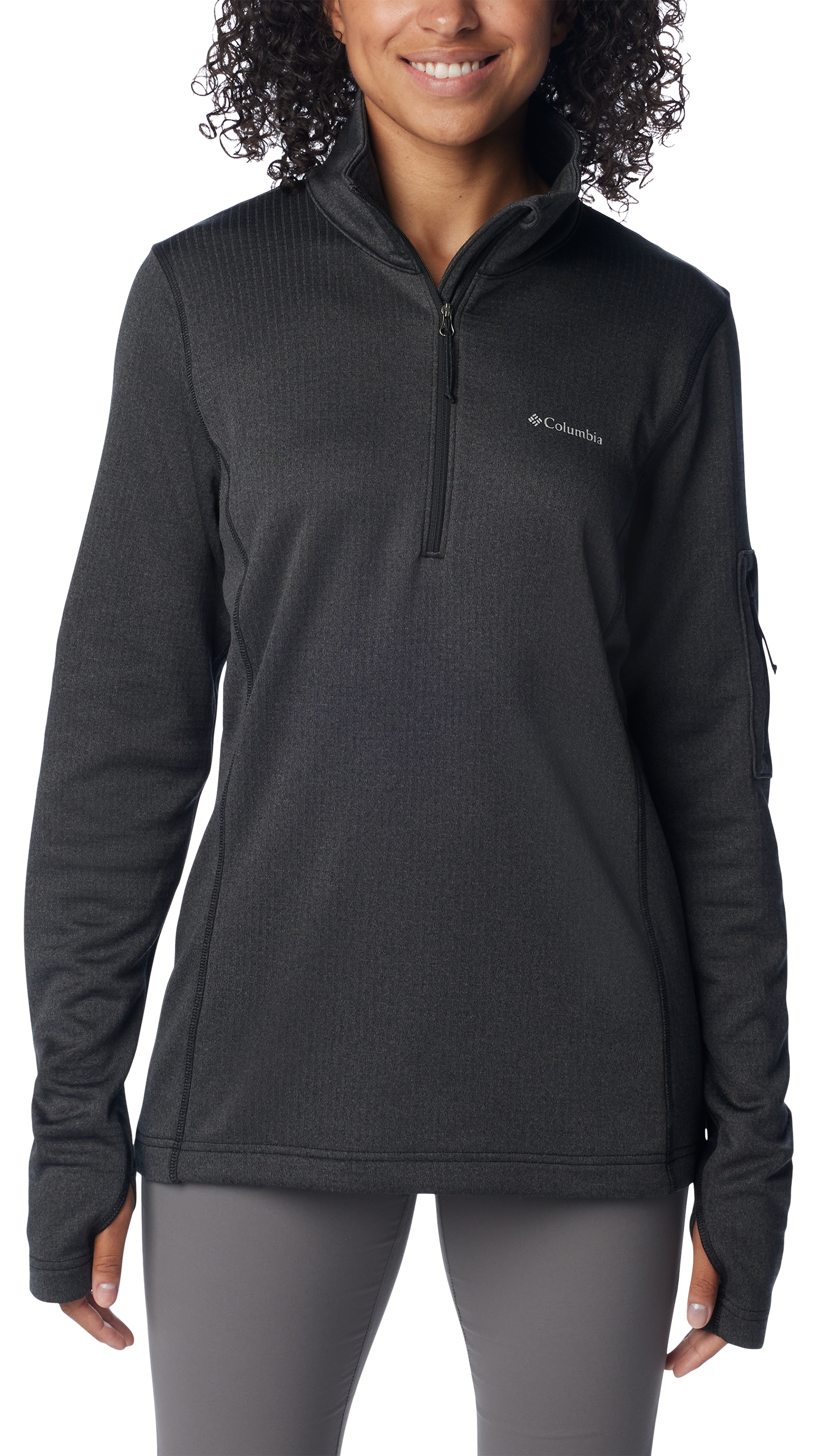 Image of Columbia Park View Grid Fleece Long-Sleeve Half-Zip for Ladies - Black - 1X