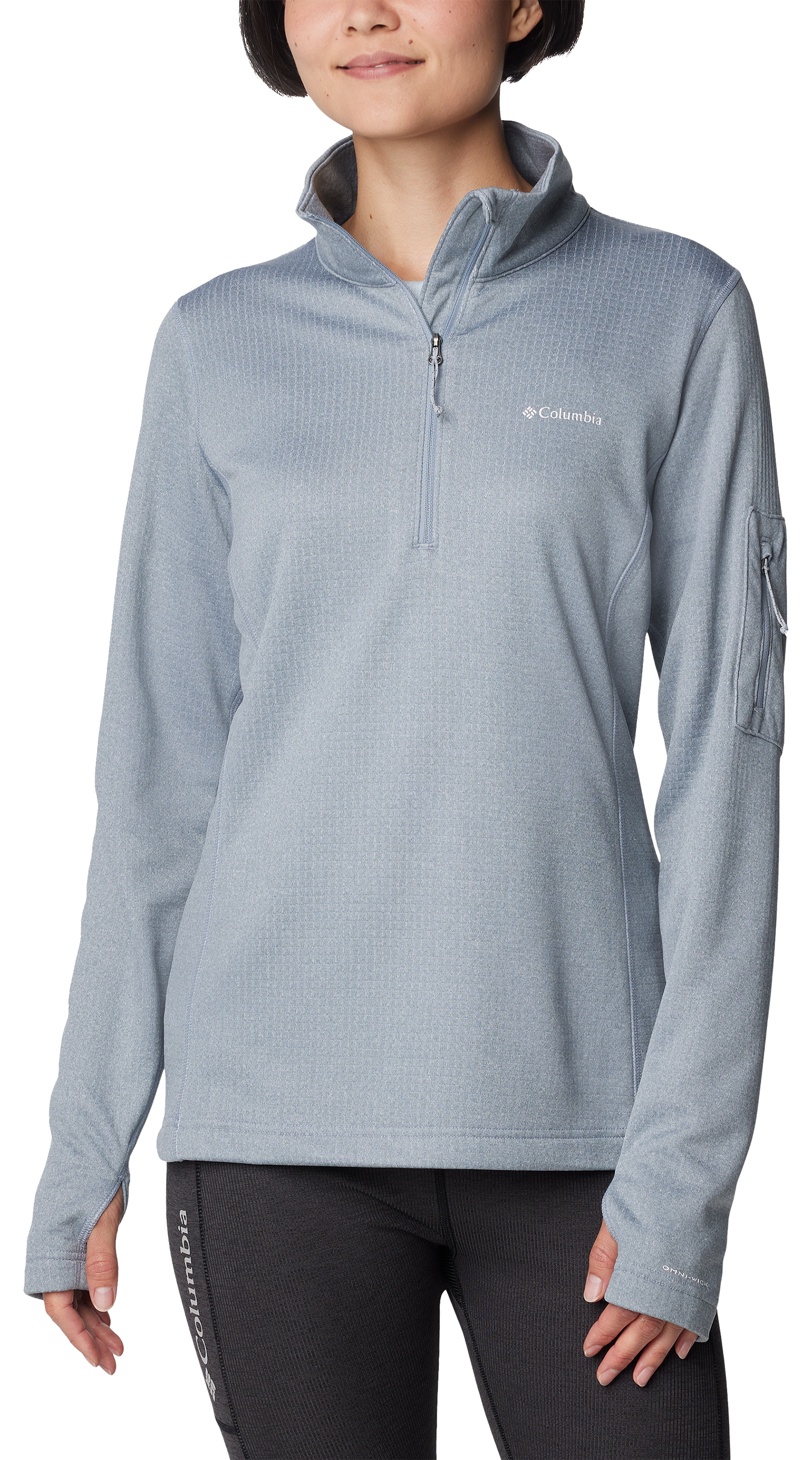 Image of Columbia Park View Grid Fleece Long-Sleeve Half-Zip for Ladies - Cirrus Grey - 1X