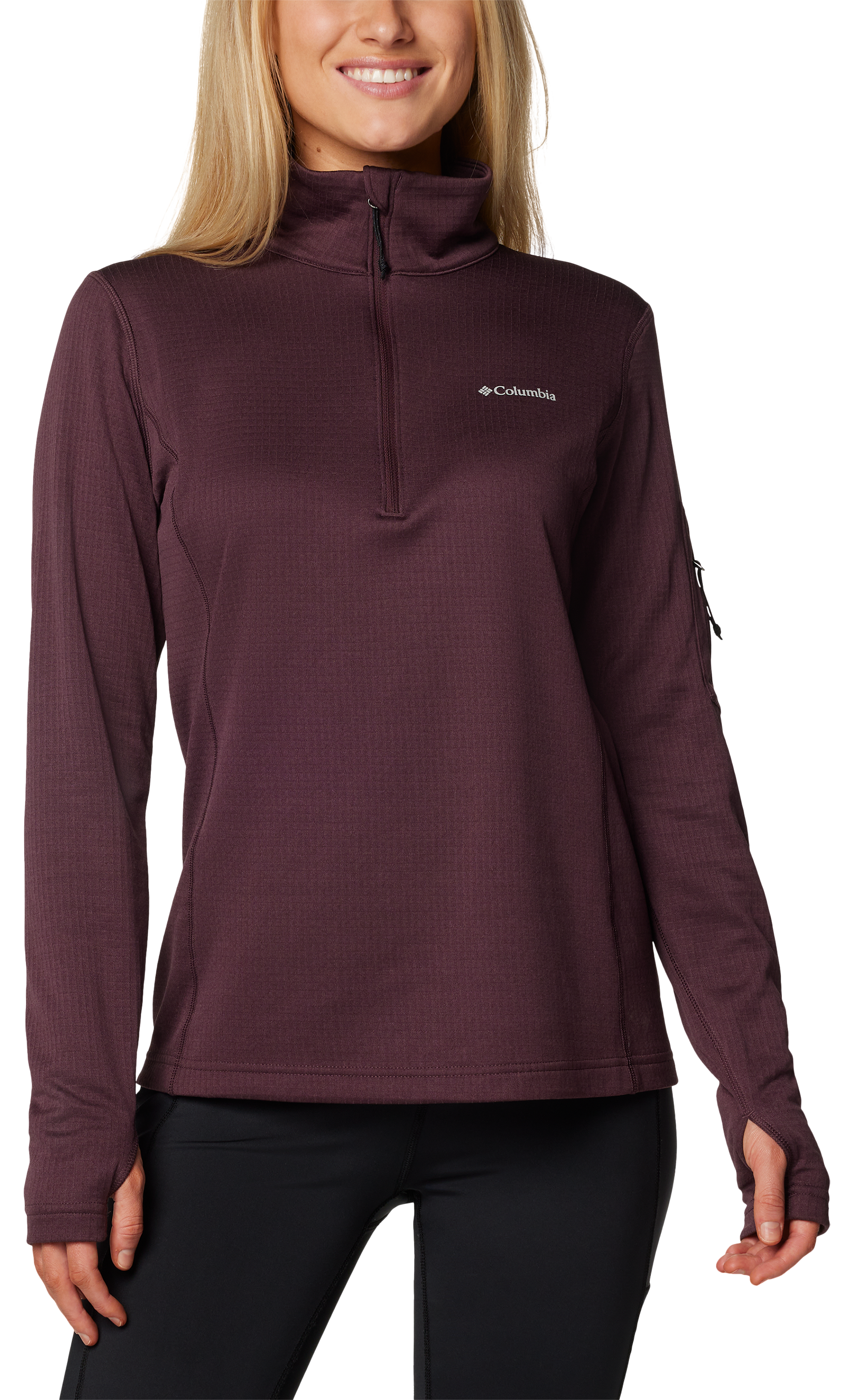 Image of Columbia Park View Grid Fleece Long-Sleeve Half-Zip for Ladies - Moonvista - M