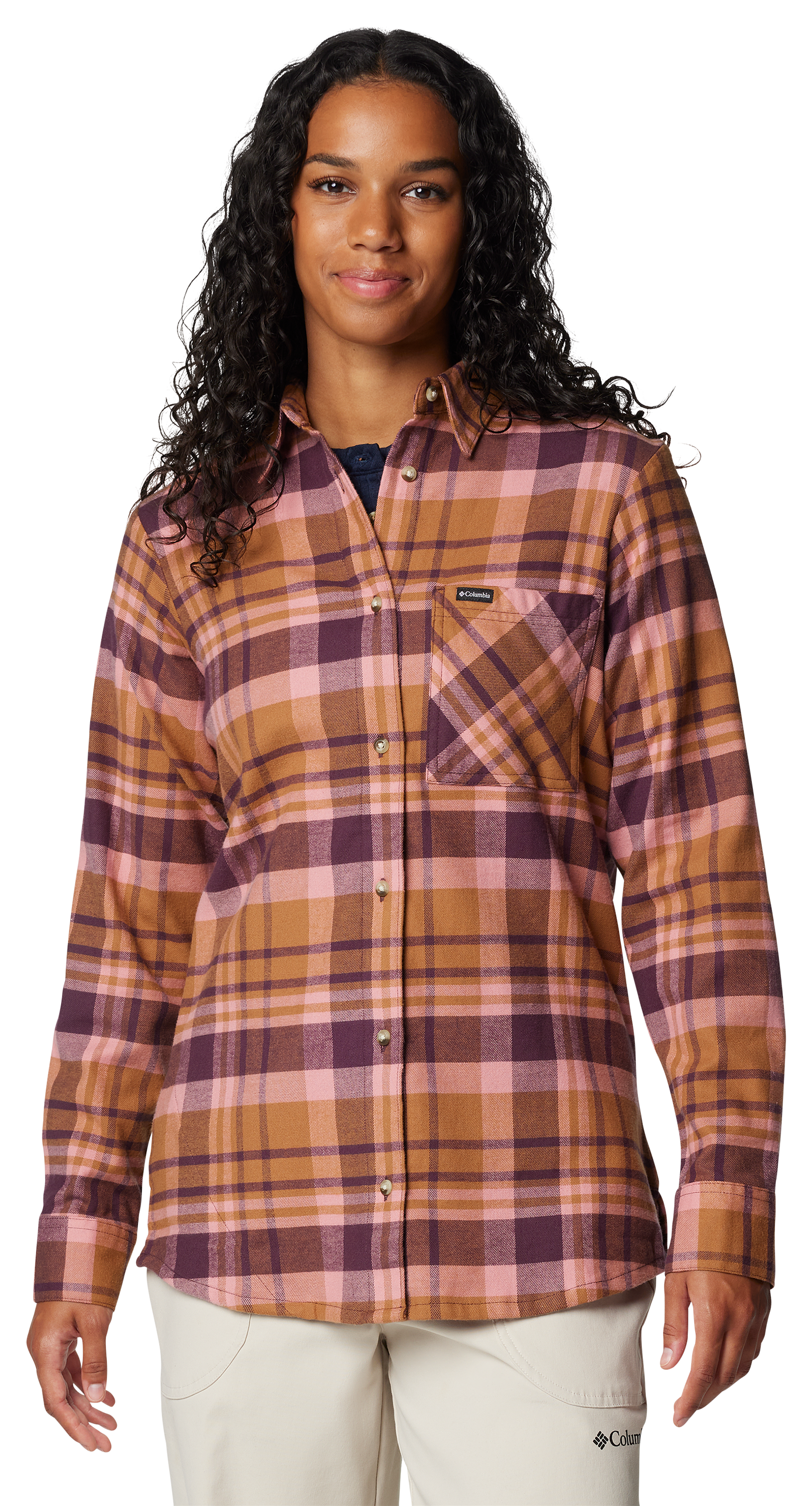 Image of Columbia Calico Basin Flannel Long-Sleeve Button-Down Shirt - Moonvista Multiplaid