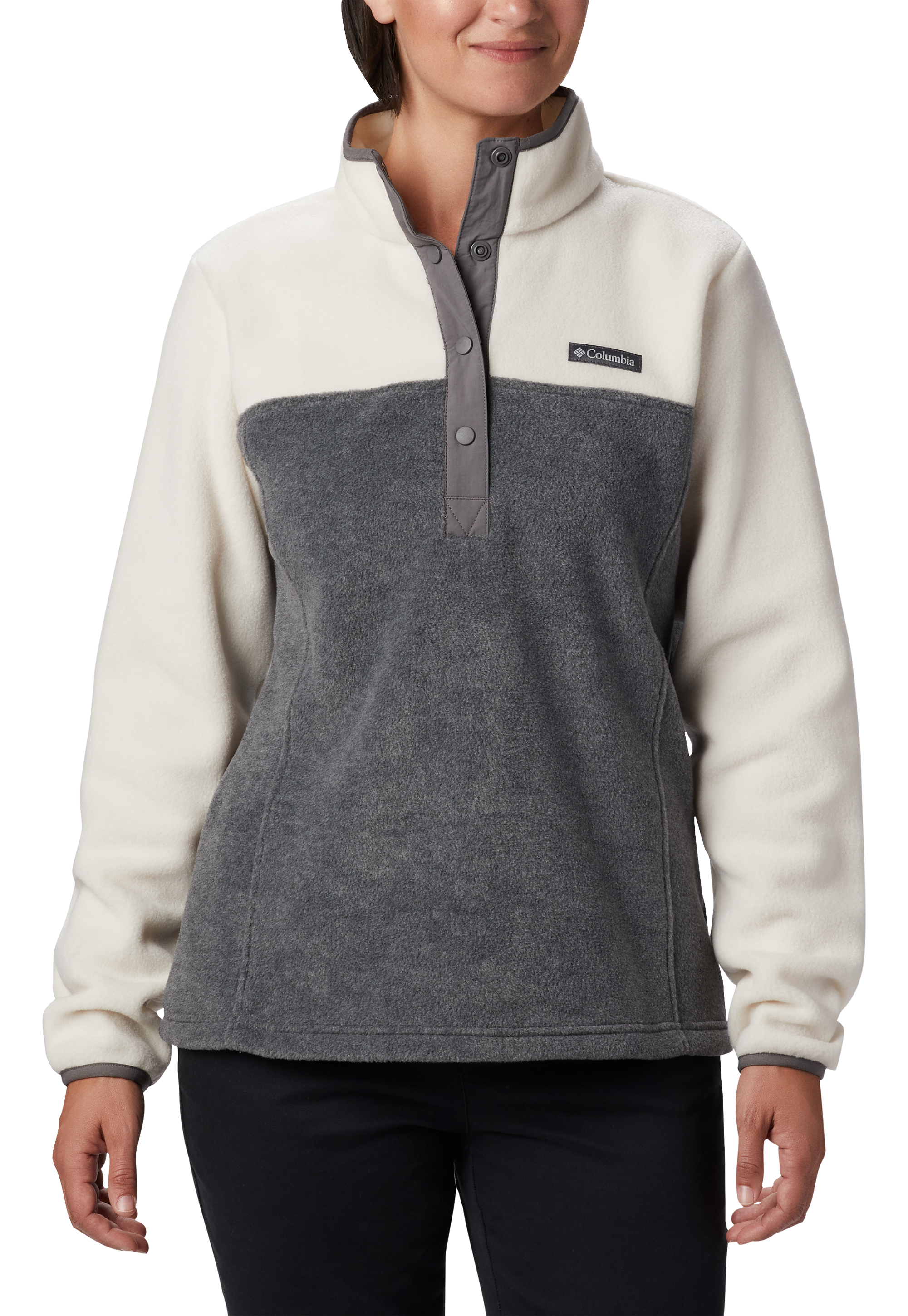 Image of Columbia Benton Springs II Half-Snap Pullover for Ladies - City Grey Heather/Chalk - M