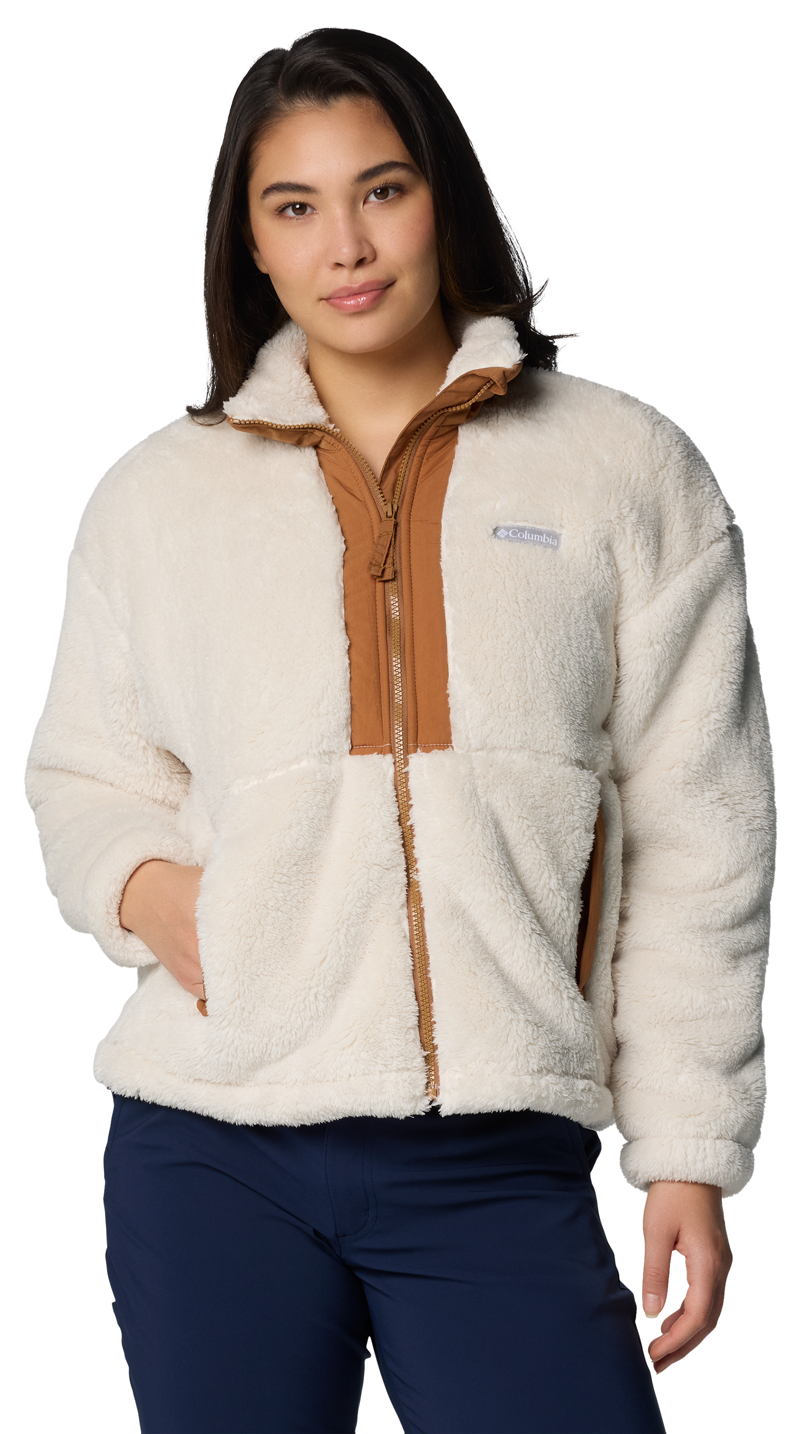 Image of Columbia Boundless Discovery II Sherpa Full-Zip Jacket for Ladies - Chalk/Camel Brown - XXL