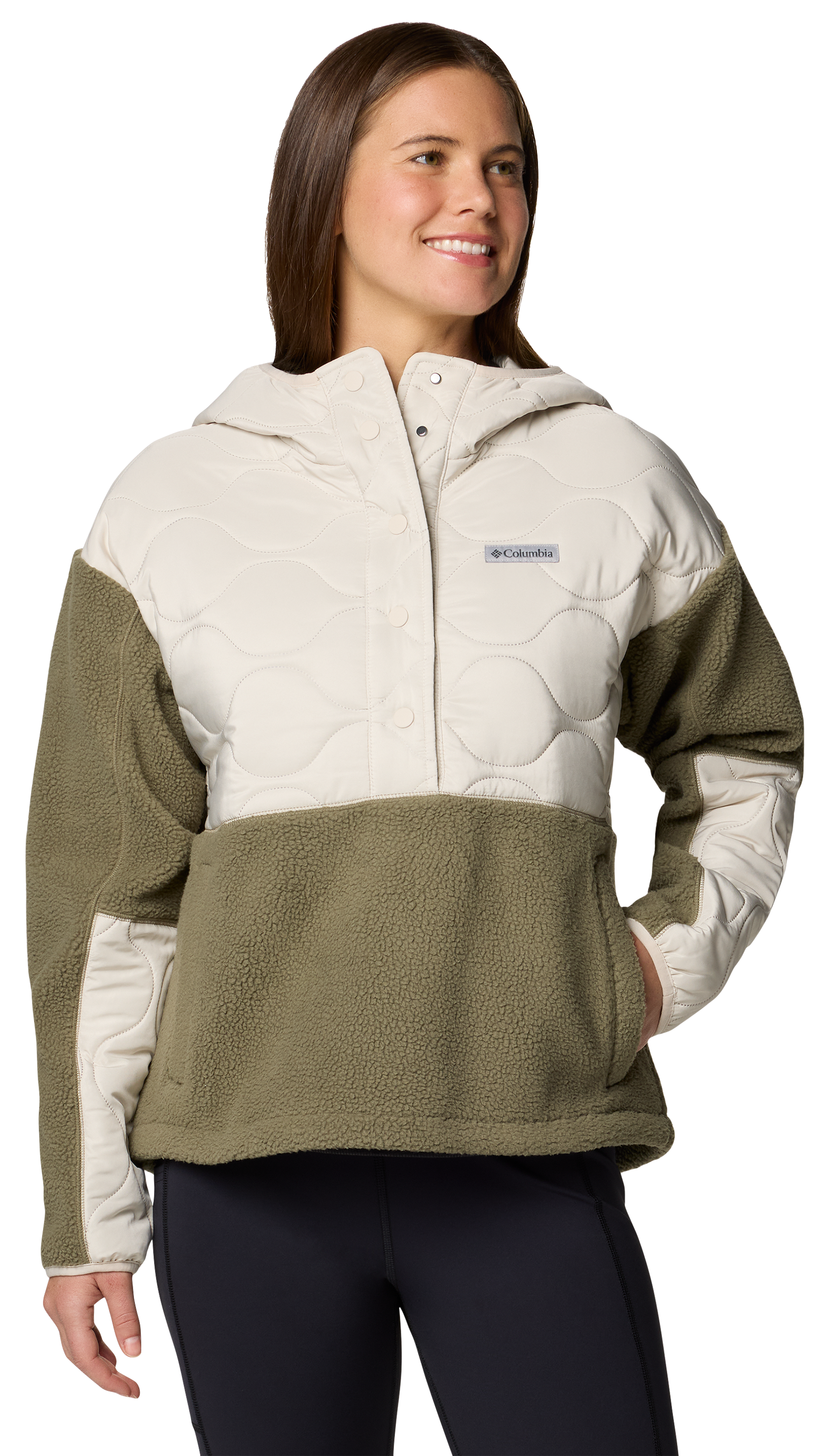 Image of Columbia Cloud Point Fleece Hooded Jacket for Ladies - Dark Stone/Stone Green - S