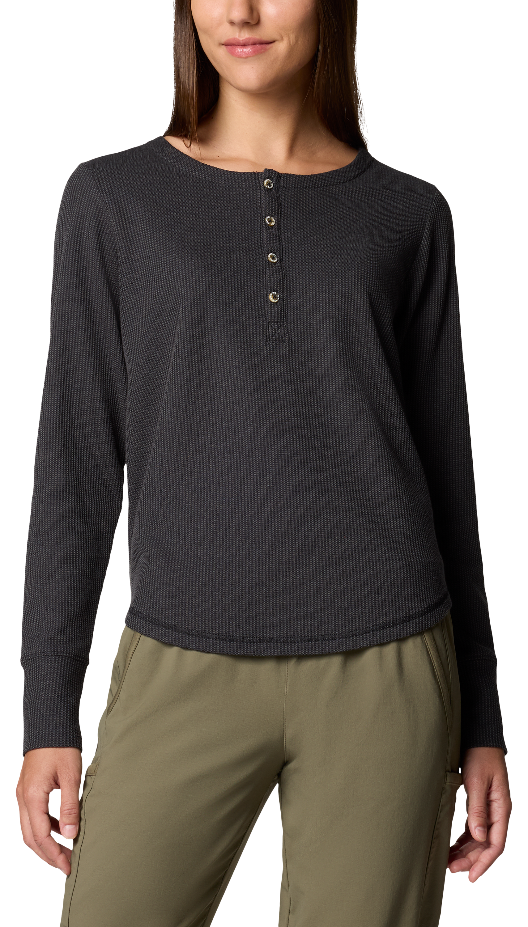 Image of Columbia Blue Point Falls Long-Sleeve Henley for Ladies - Shark