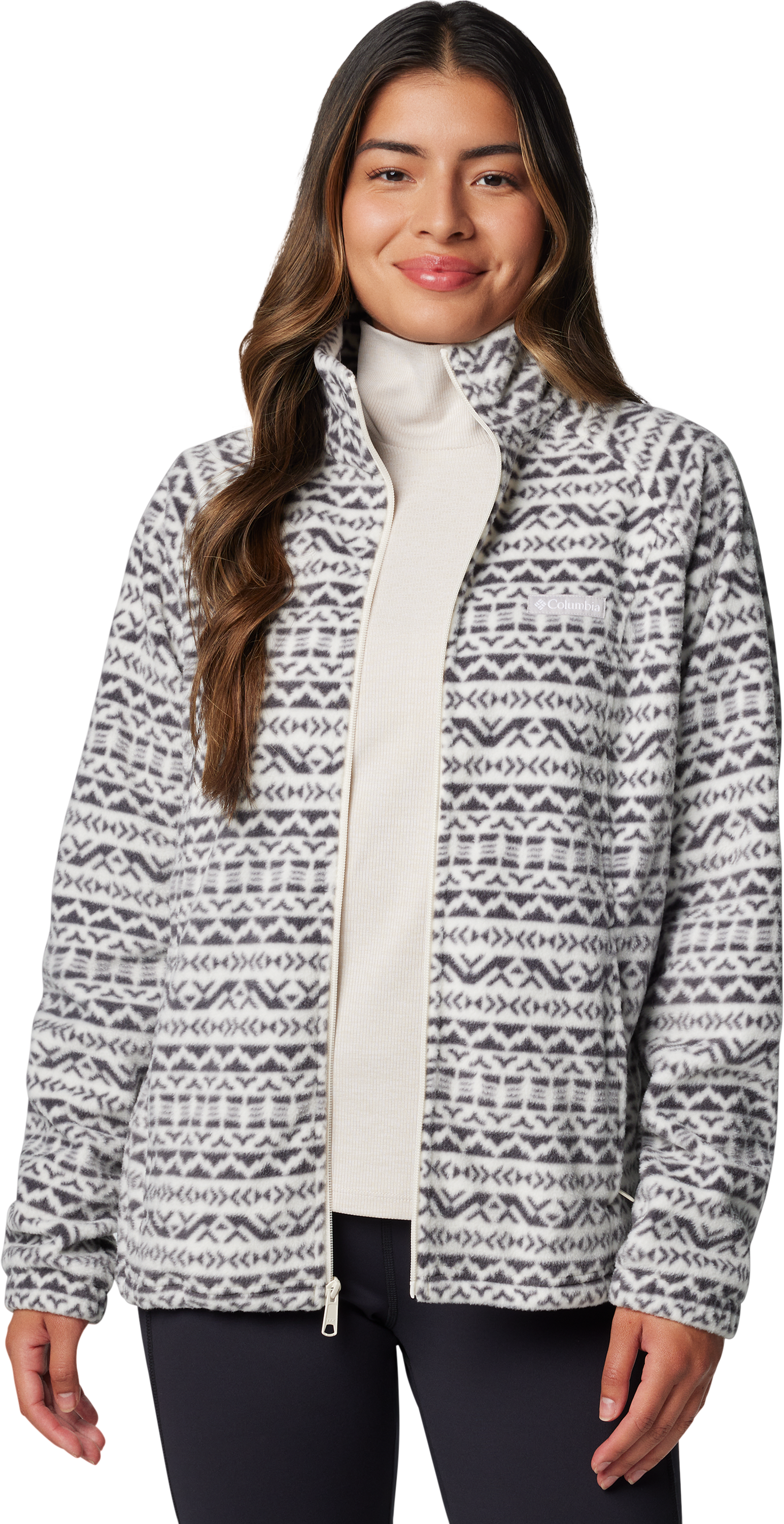 Image of Columbia Benton Springs Printed Full-Zip Jacket for Ladies - Chalk Madras Tonal - S