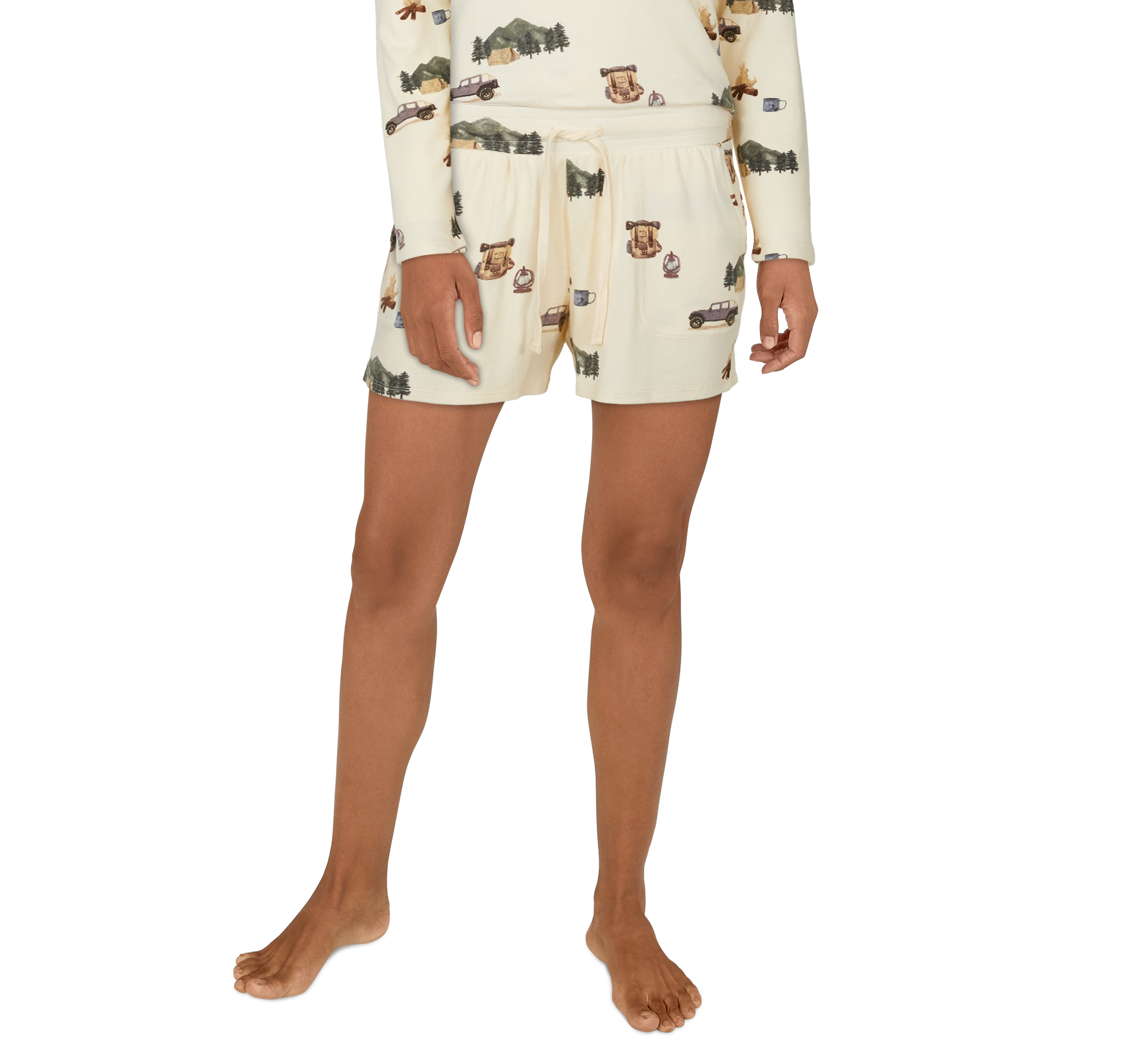 Image of Natural Reflections Lounge Camper Print Shorts for Ladies - Camp Print - XS