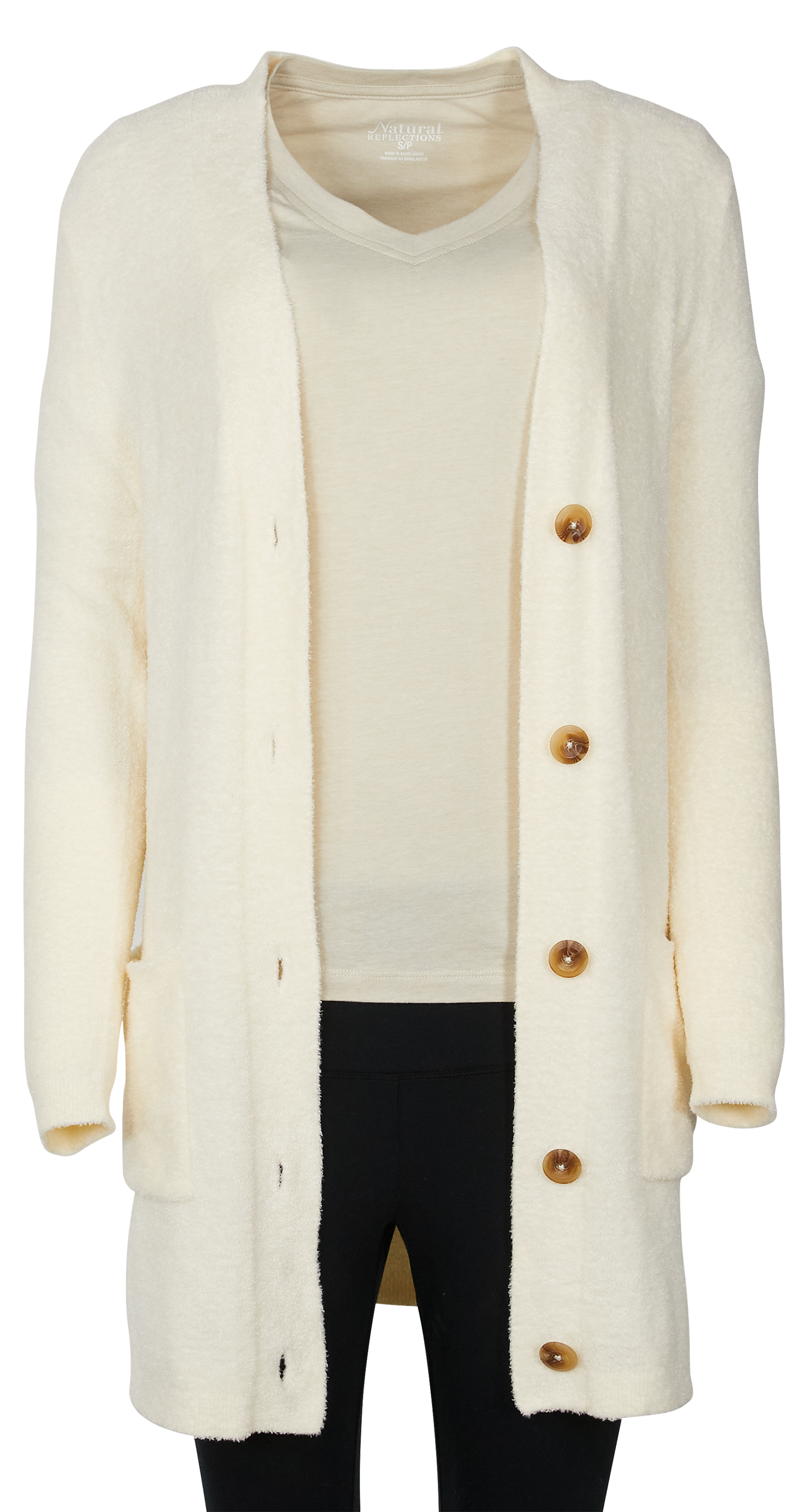 Image of Natural Reflections Plush Cardigan - Buttercream