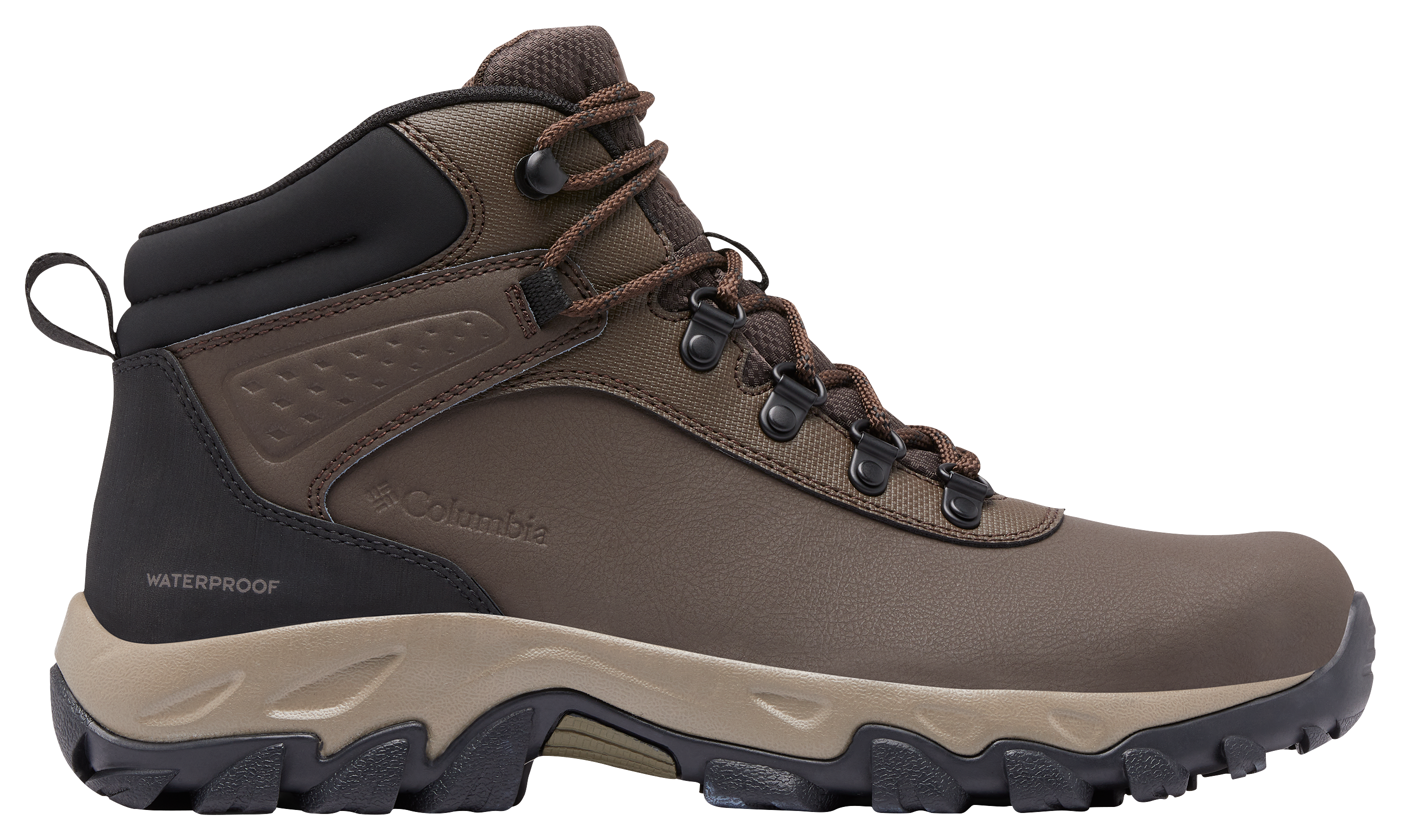 Image of Columbia Newton Explorer Waterproof Hiking Boots for Men - Cordovan/Stone Green - 8M