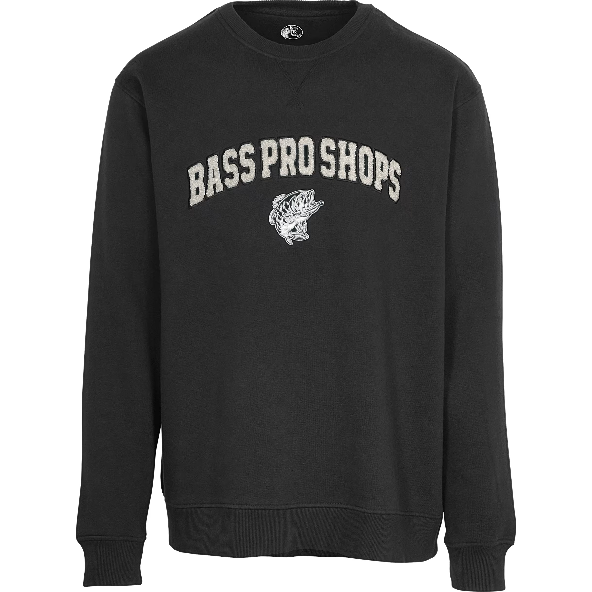 Image of Bass Pro Shops Vintage Crew-Neck Long-Sleeve Sweatshirt - Black - 2XL