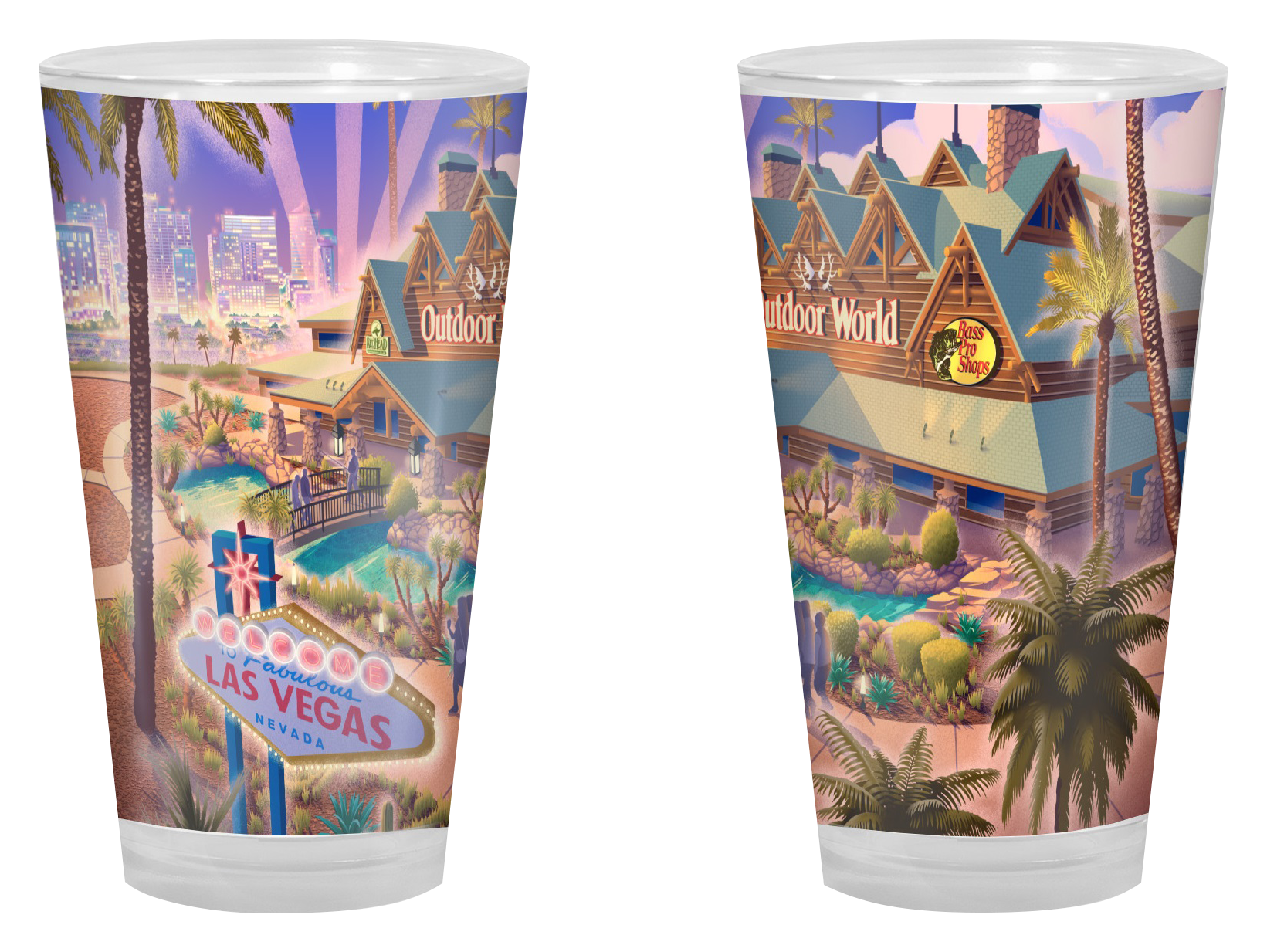 Image of Lantern Press Bass Pro Shops and Las Vegas Strip 16-oz. Pint Glass