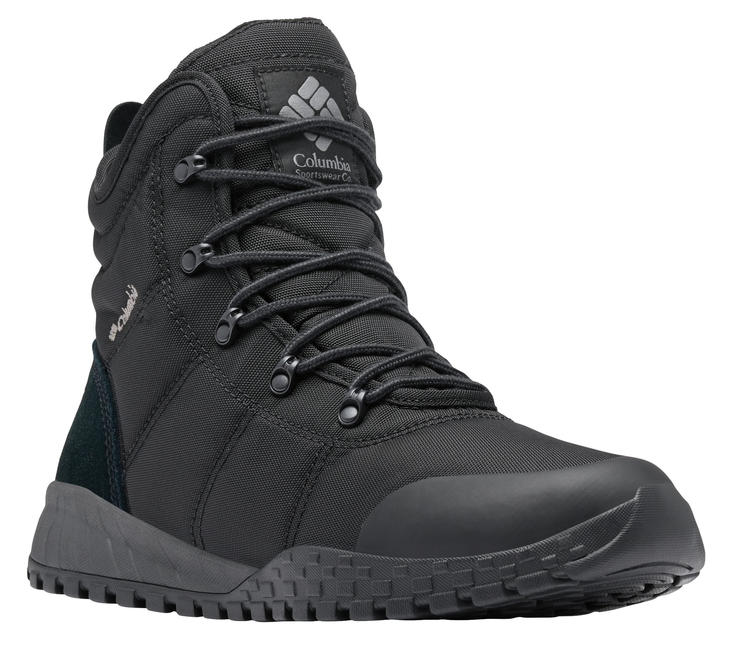 Image of Columbia Fairbanks Omni-Heat Waterproof Mid Hiking Boots for Men - Black/Titanium - 10.5M