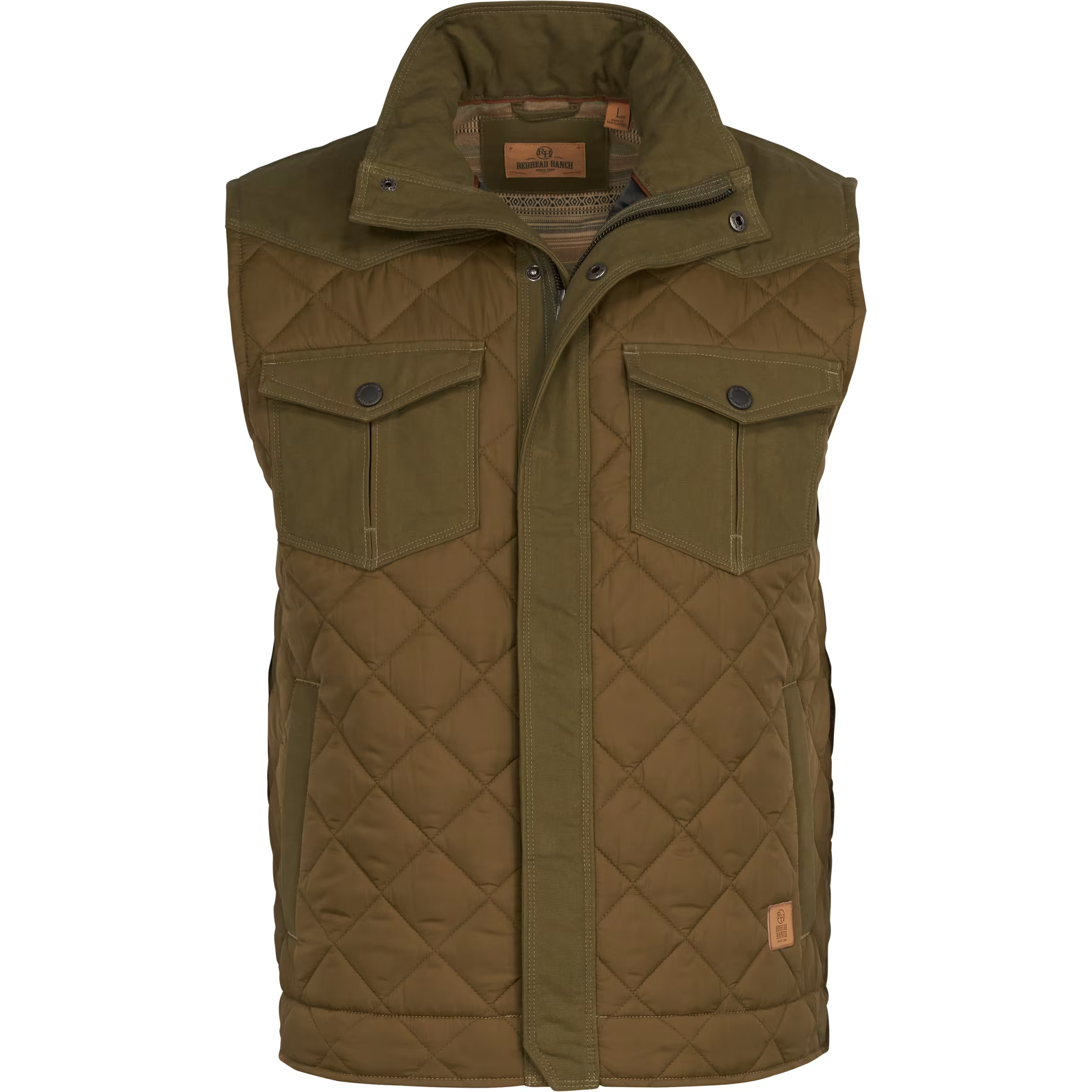 Image of RedHead Ranch Wilsons Creek Quilted Vest for Men - Dark Olive
