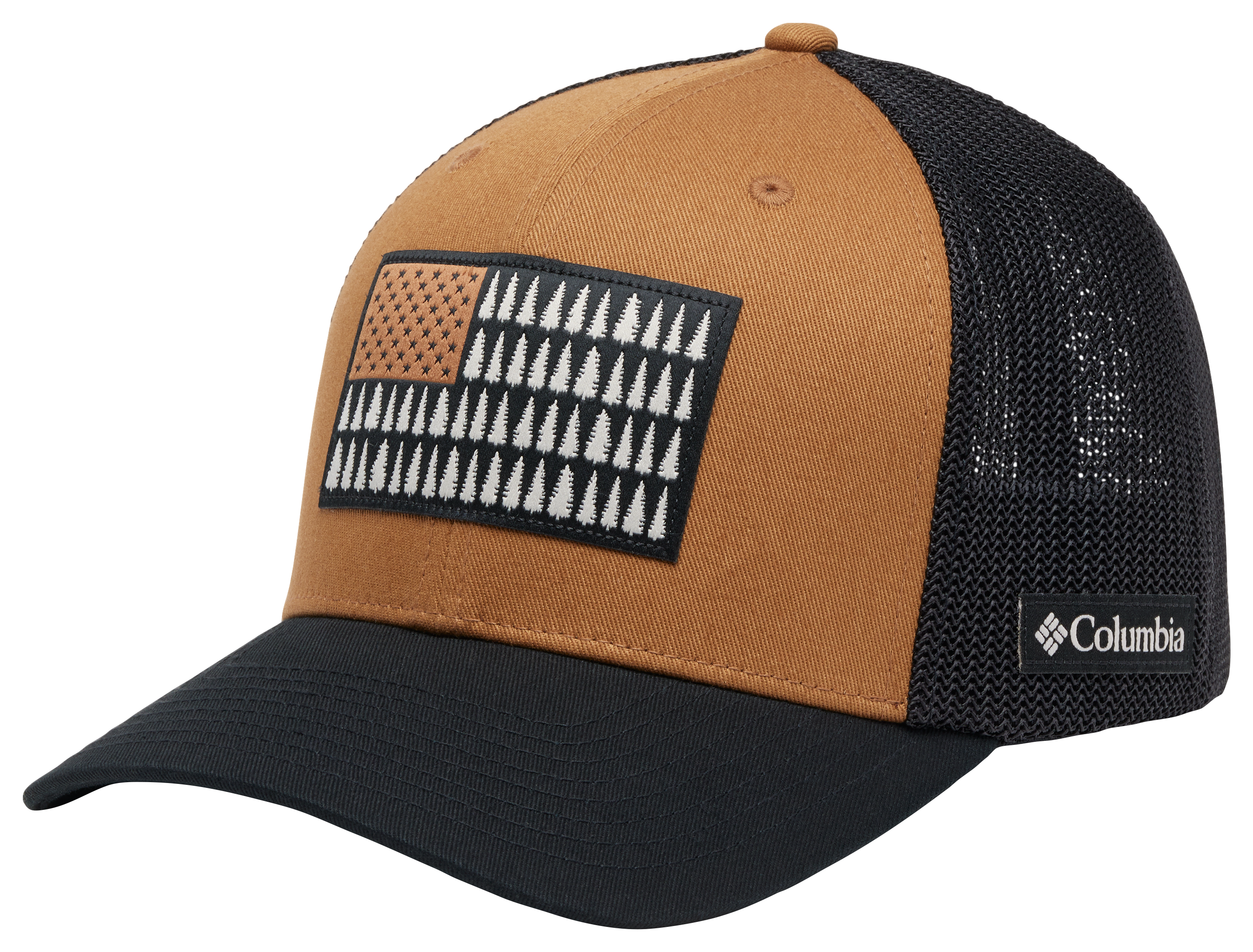 Columbia Mesh Tree Flag Ball Cap - Camel Brown/Black - L/XL