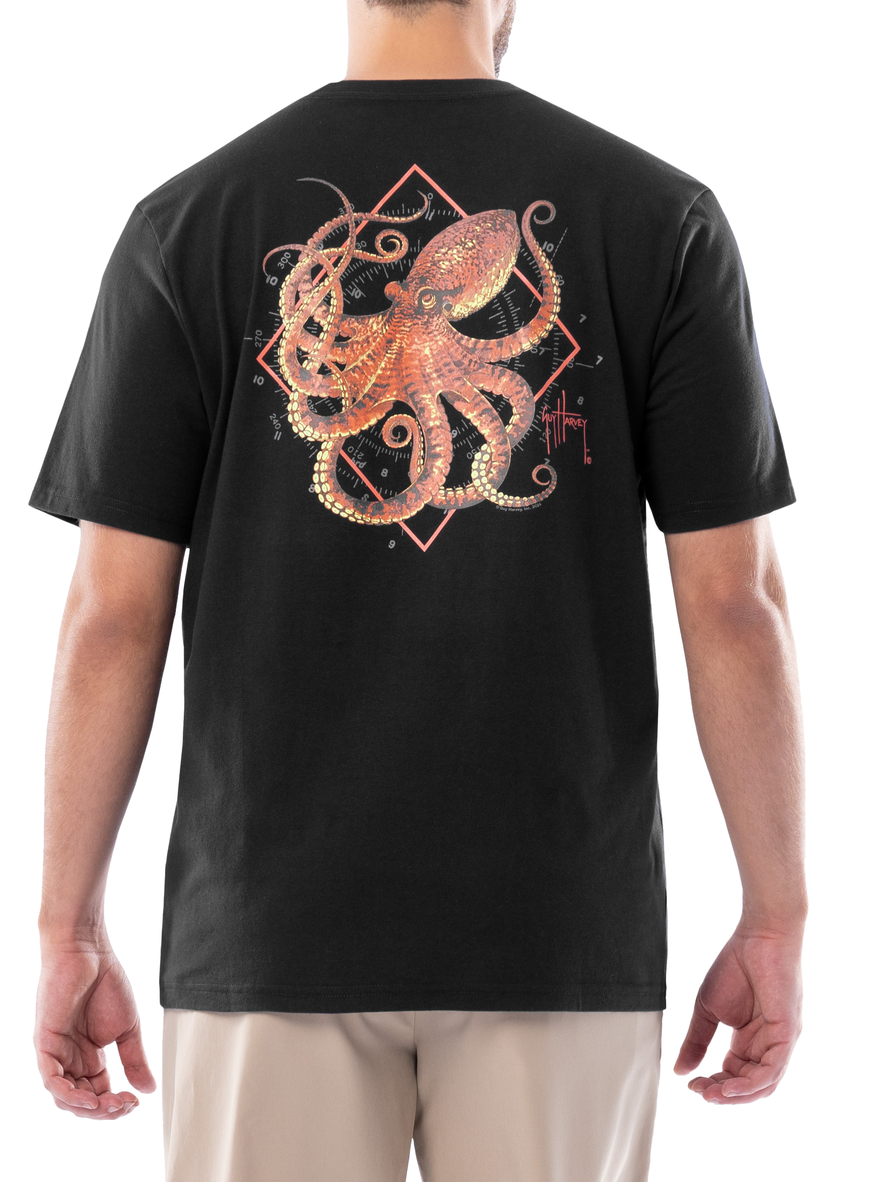 Image of Guy Harvey Devilfish Short-Sleeve Pocket T-Shirt for Men - Caviar