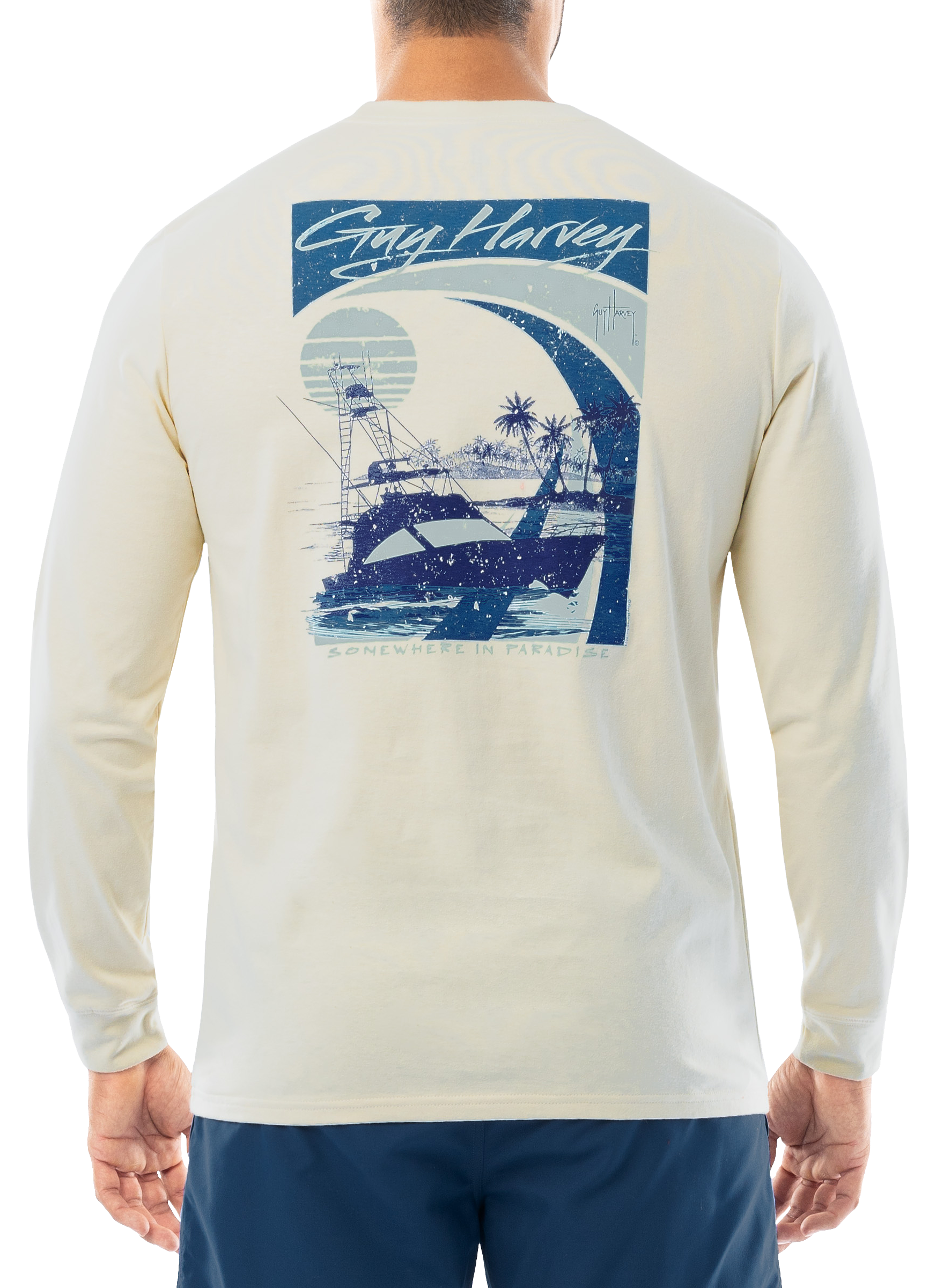GUY HARVEY Sunset Paradise Long-Sleeve T-Shirt for Men